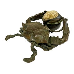 An Early American Art Nouveau Bronze "Blue Crab" Inkwell by, Tiffany Studios