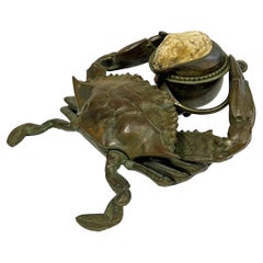 Encrier « Blue Crab » en bronze de style Art Nouveau américain ancien par Tiffany Studios