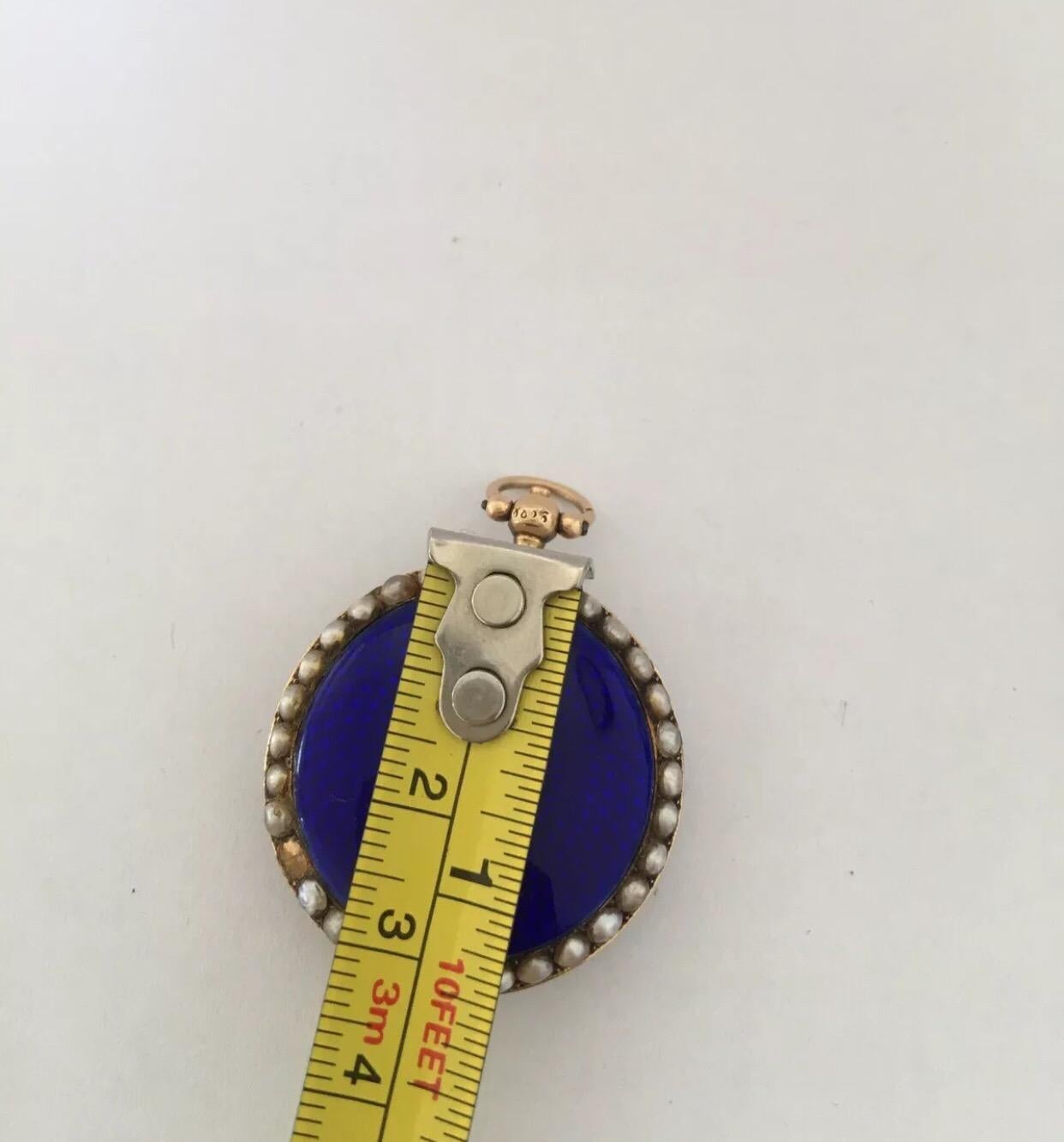 Early Blue Enamel /Gold Full Hunter Cased Paris Fob Watch for Restoration For Sale 9