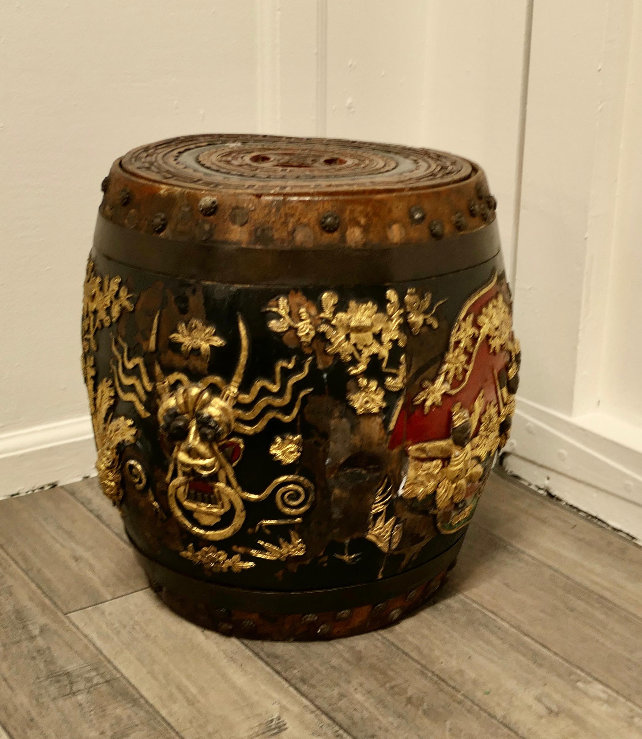 Japonisme Early Chinese Decorated Spice Barrel For Sale