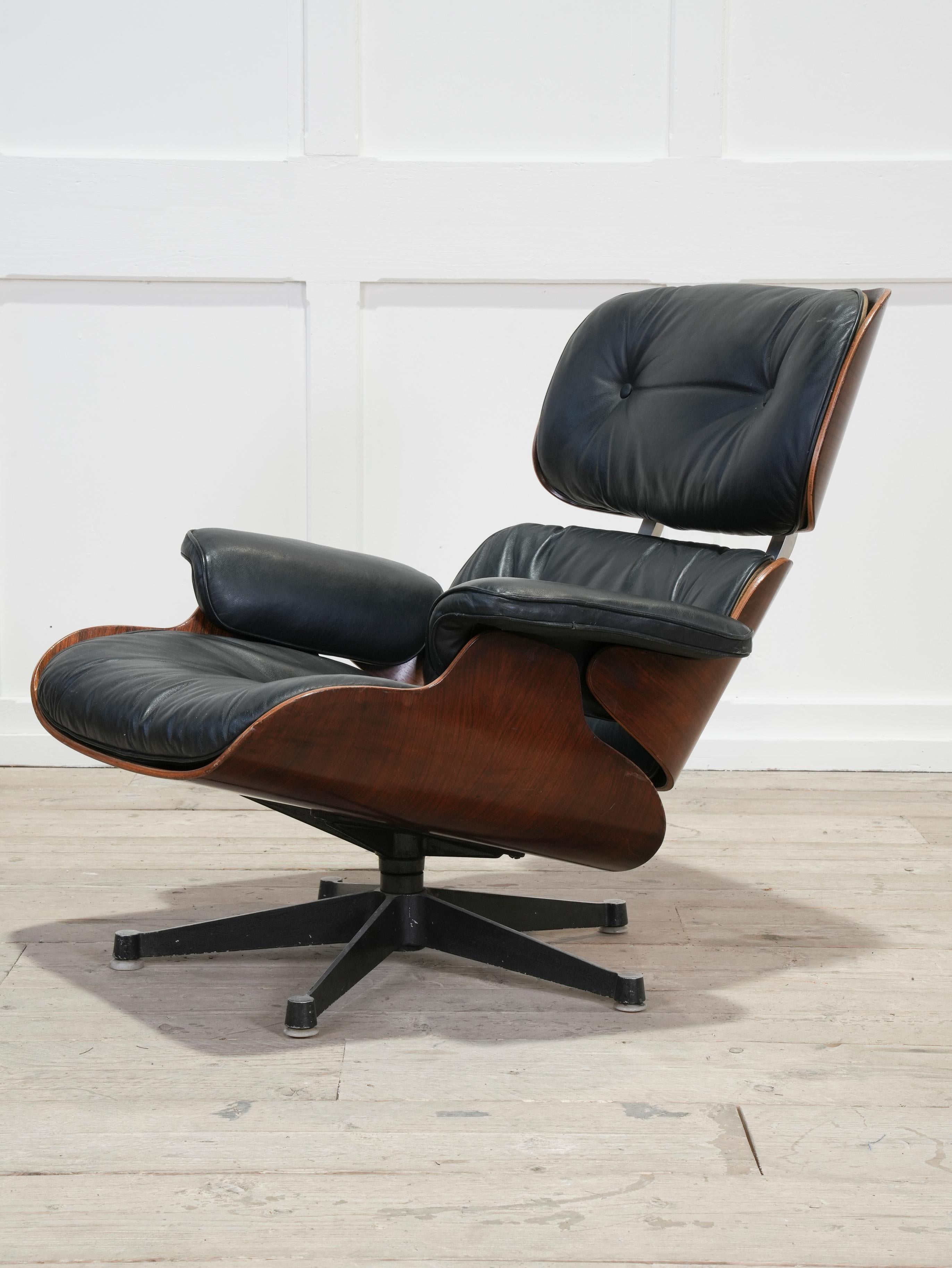 Leather An Early Eames Lounge Chair & Ottoman