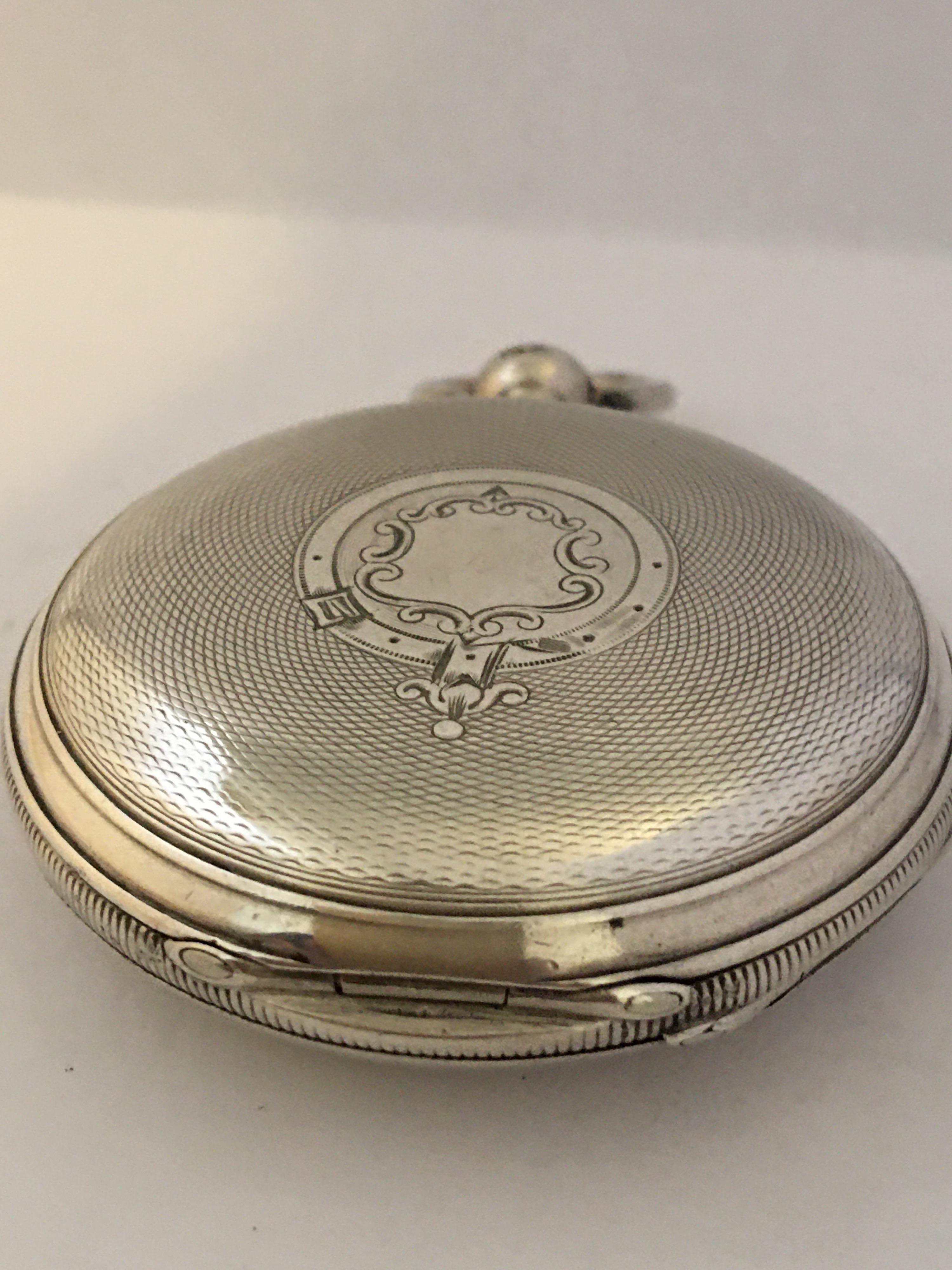 Early English Lever Fusee Silver Full Hunter Engine Turned Case Pocket Watch For Sale 7