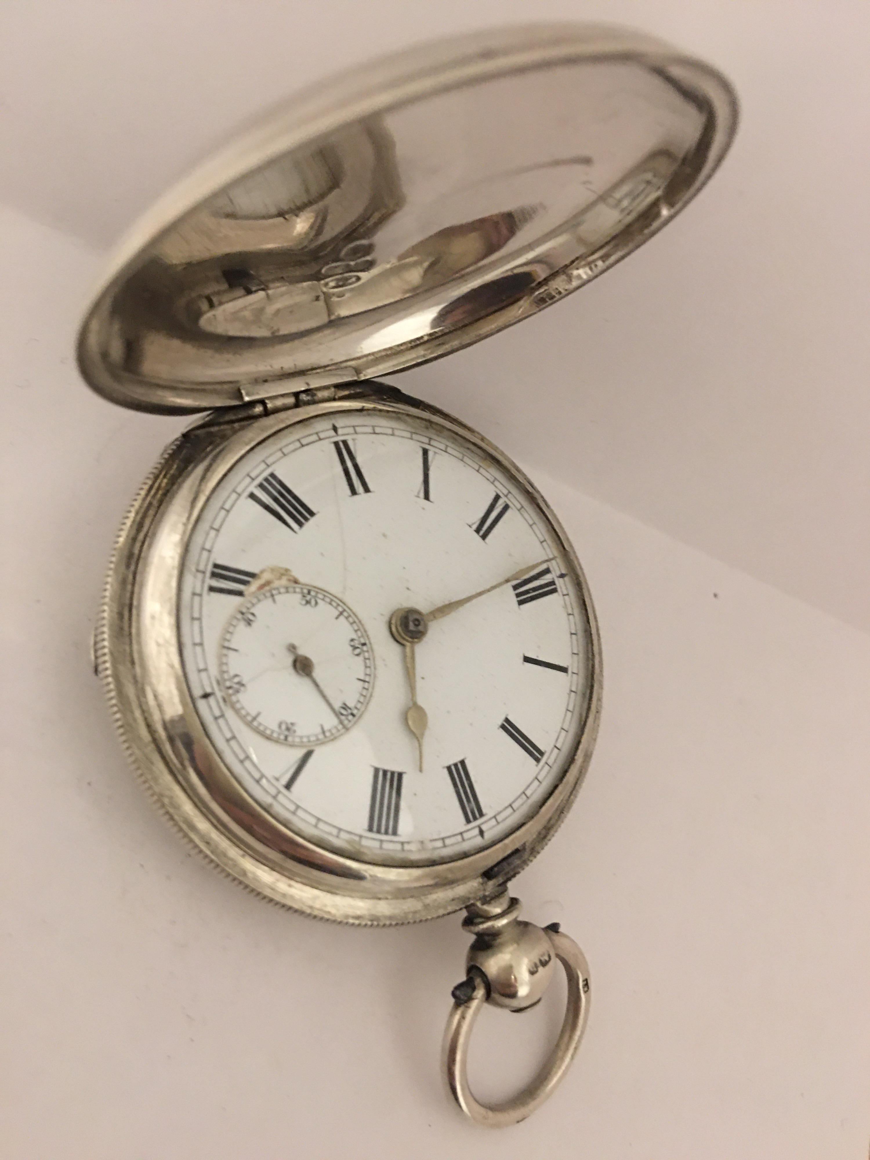 Early English Lever Fusee Silver Full Hunter Engine Turned Case Pocket Watch For Sale 10