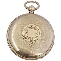 Early English Lever Fusee Silver Full Hunter Engine Turned Case Pocket Watch