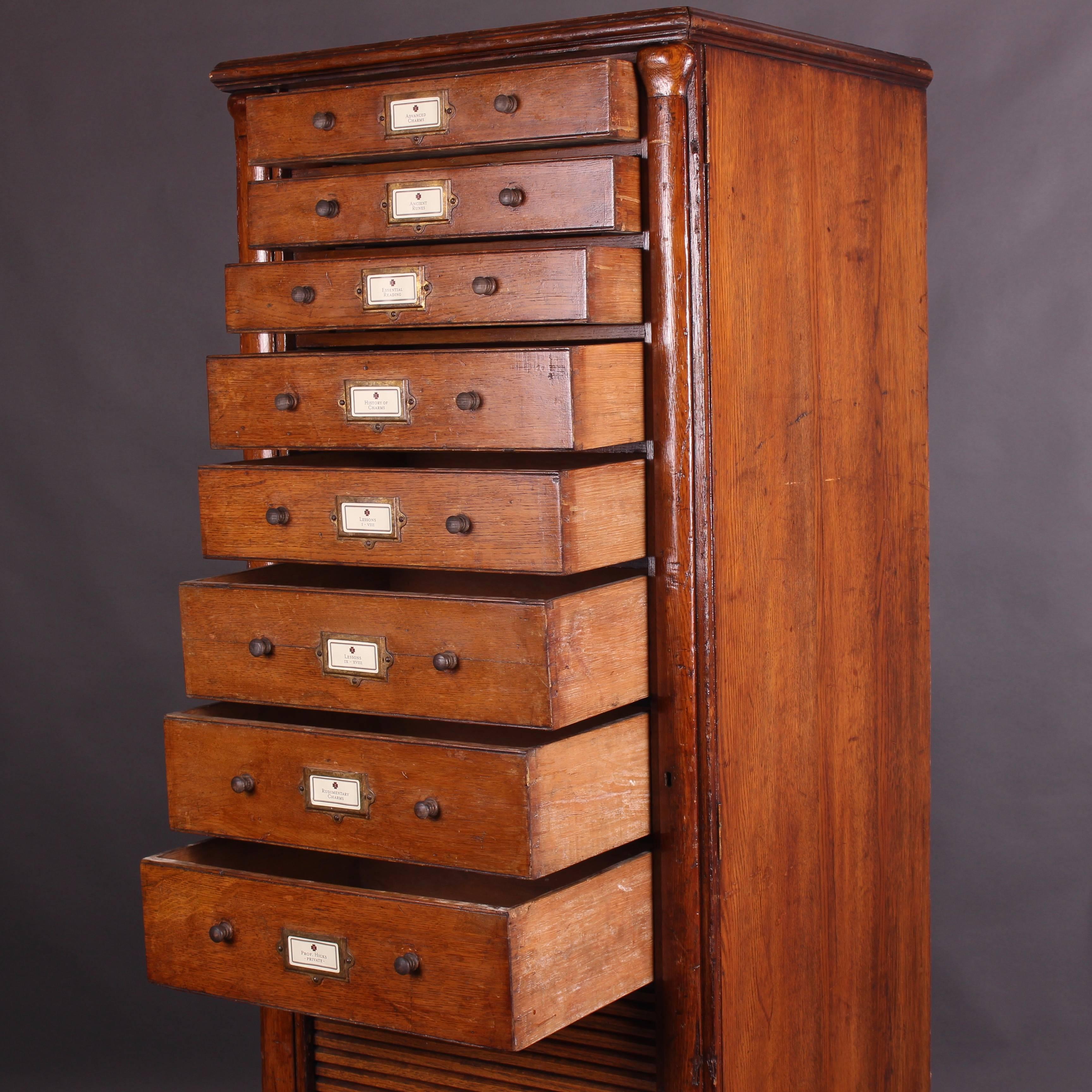 20th Century English Oak Filing Cabinet or Chest of Drawers, circa 1910