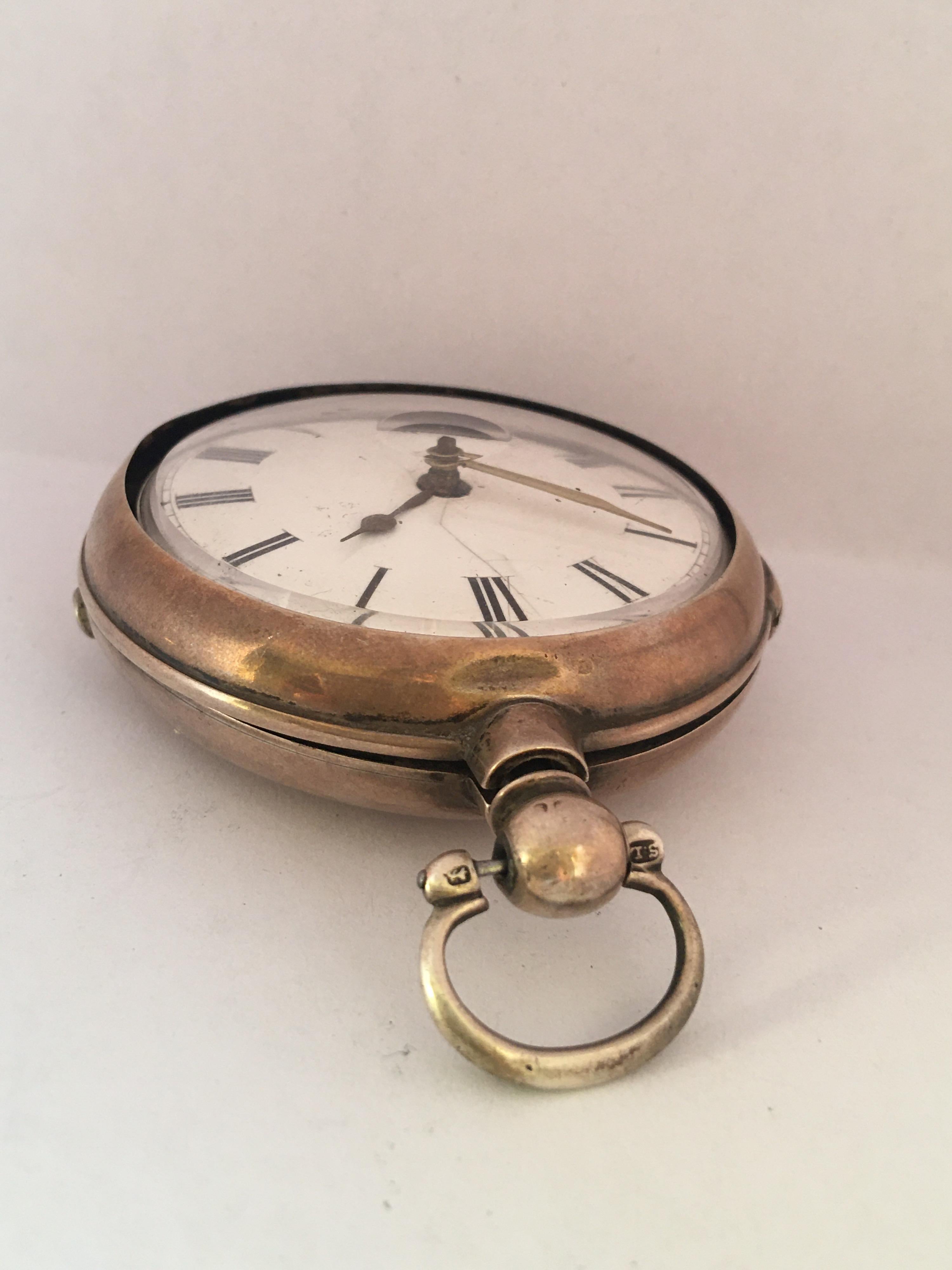 Early English Silver Pair Cased Verge Pocket Watch For Sale 5