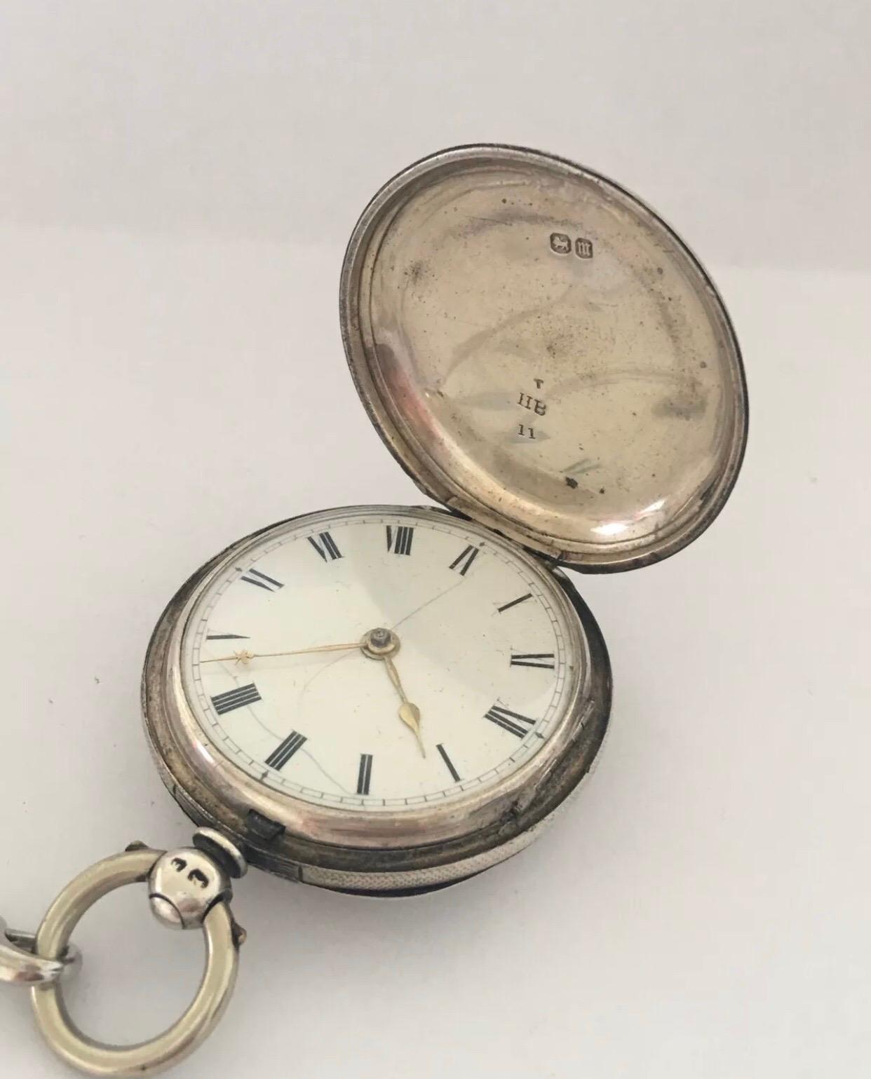 
Antique Full Hunter Silver Fusee Pocket Watch with chain


This good quality 45mm diameter watch is in good working condition and it is running well. Visible signs of ageing and wear with cracks on the enamel dial. Some dents and light scratches on