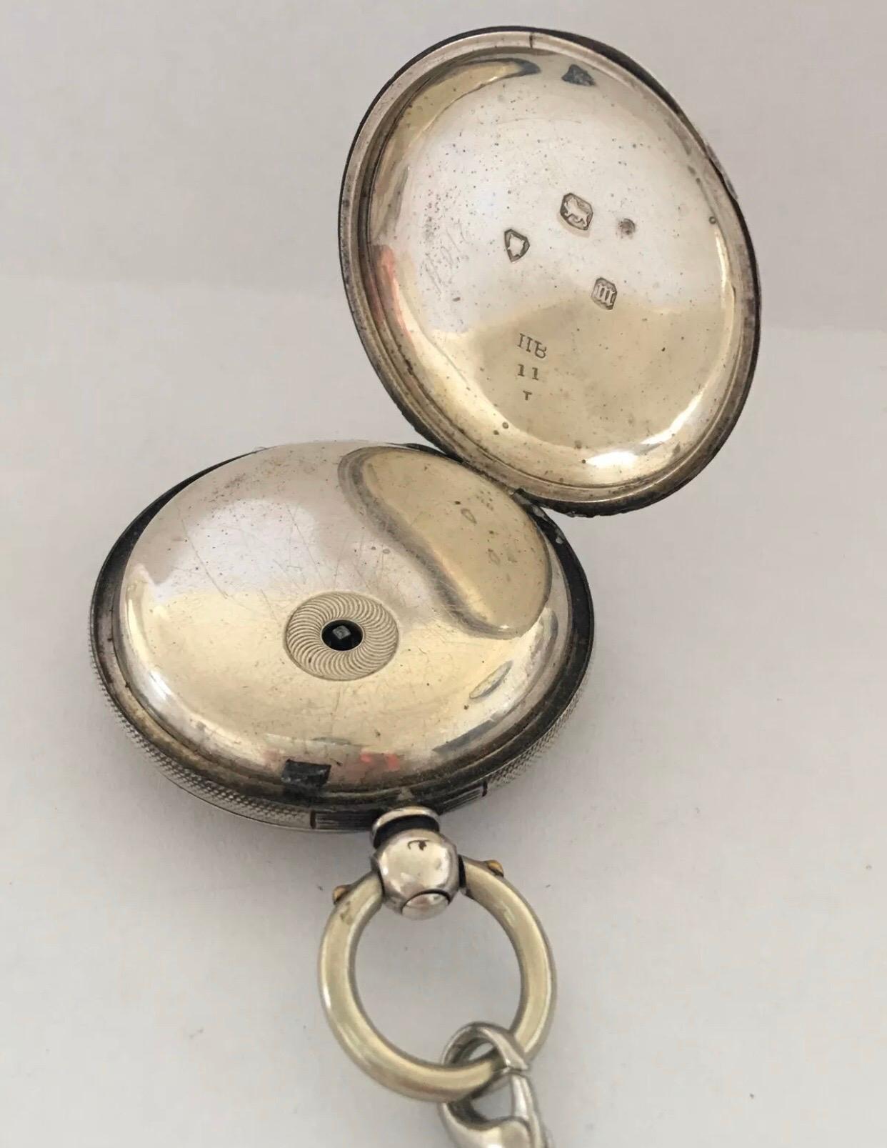 Early Full Hunter Engine Turned Case Silver Fusee Pocket Watch In Fair Condition In Carlisle, GB