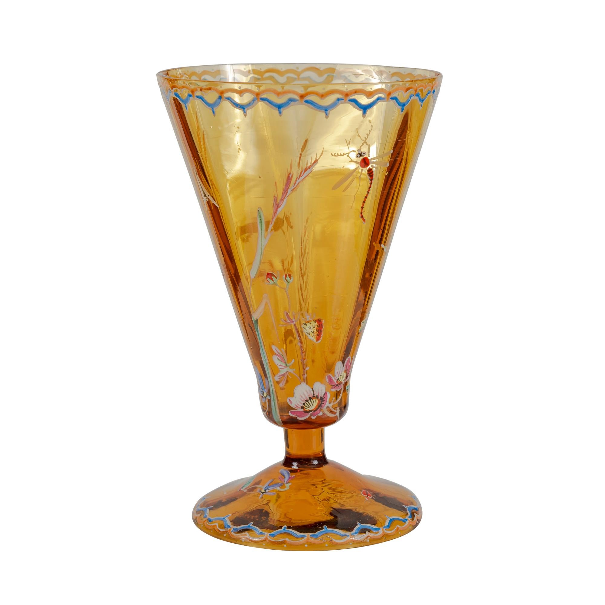 Early Galle Cameo Glass Stemmed Vase In Good Condition For Sale In West Palm Beach, FL