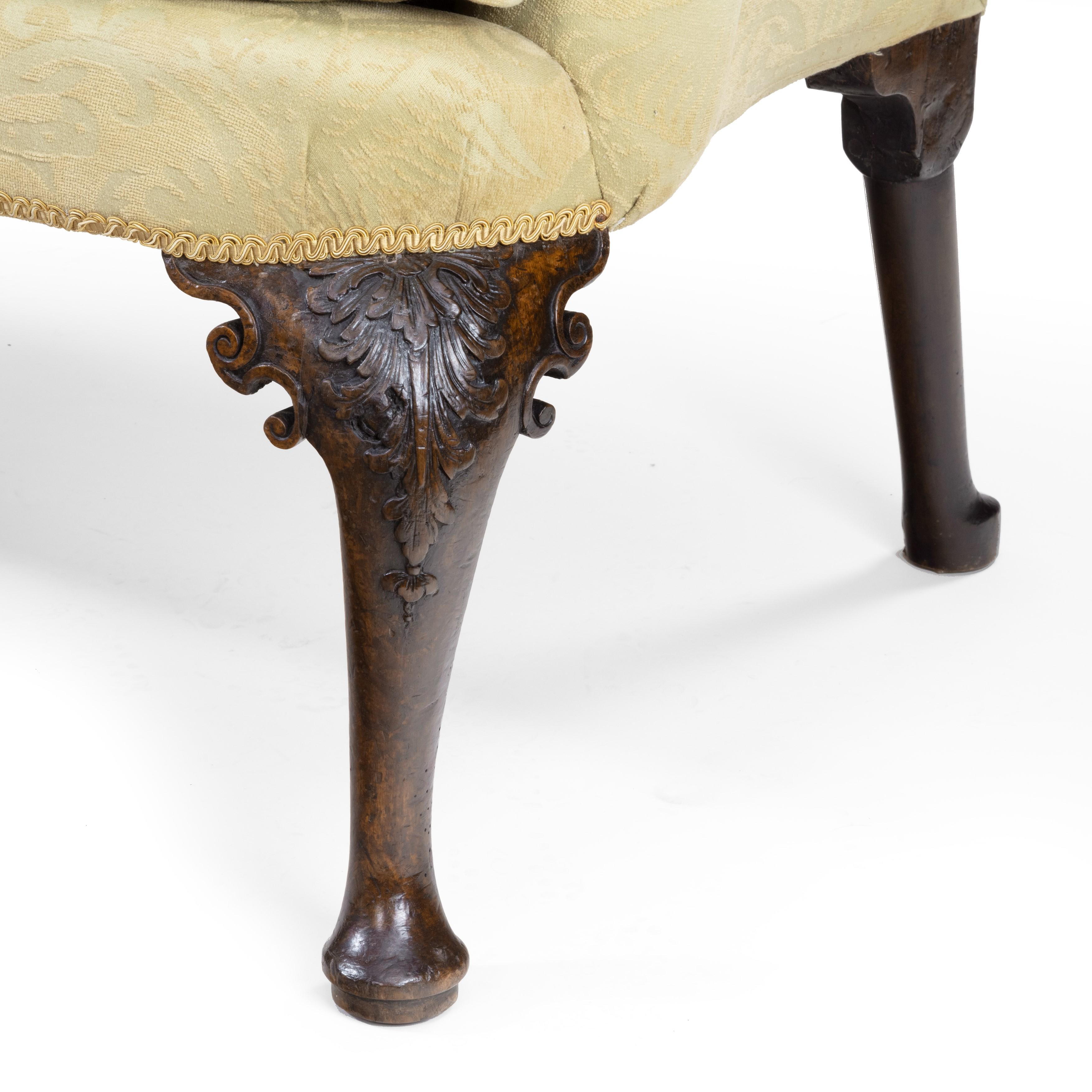 English Early George II Walnut Settee, circa 1730