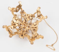An early handmade gilt metal, pearl and paste 'cruciform' brooch, Chanel , 1950s