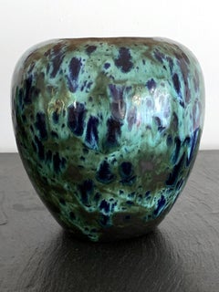 Early Japanese Awaji Pottery Vase Meiji Period