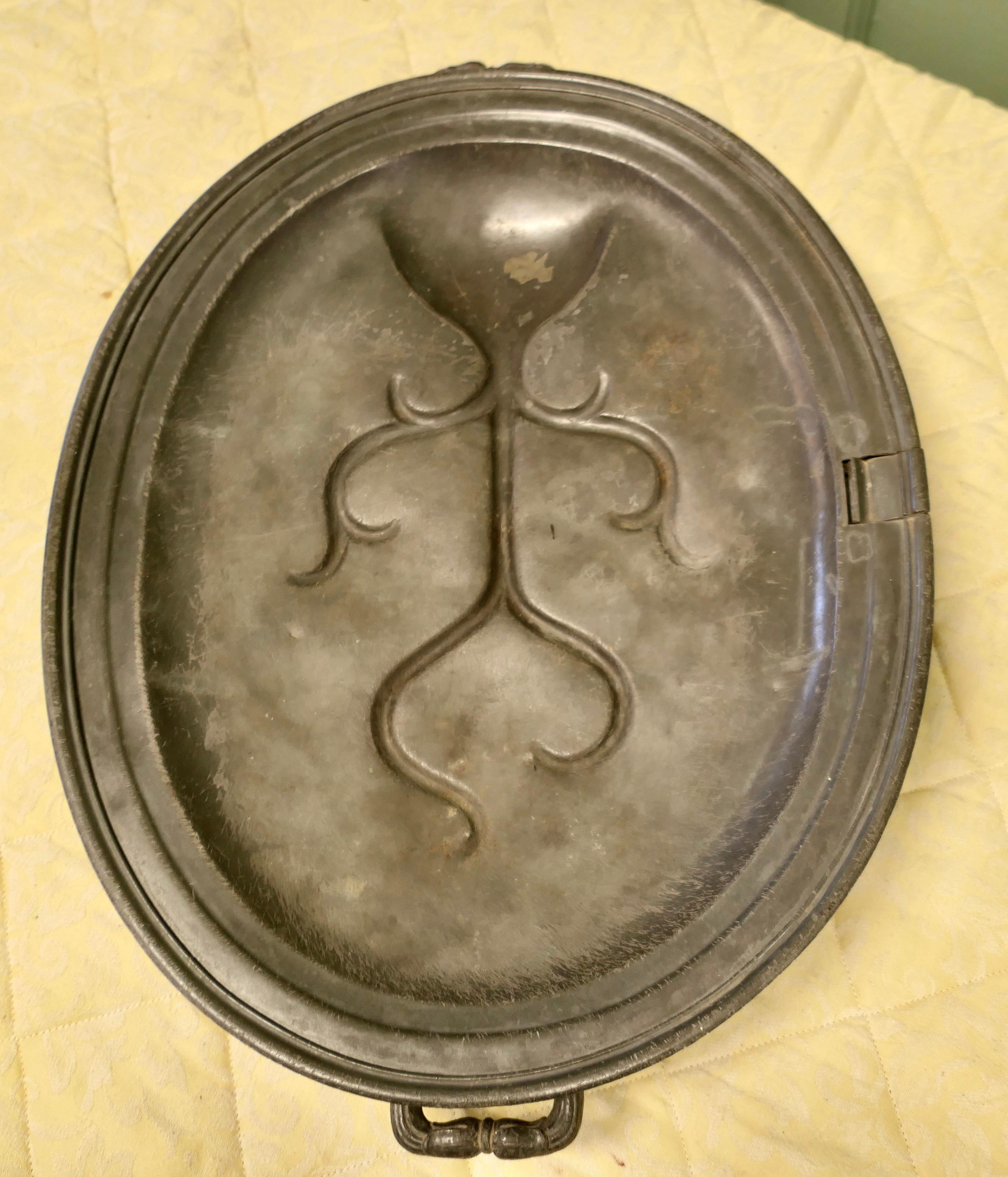 An Early Large Pewter Meat Platter by Shaw and Stewart For Sale 5
