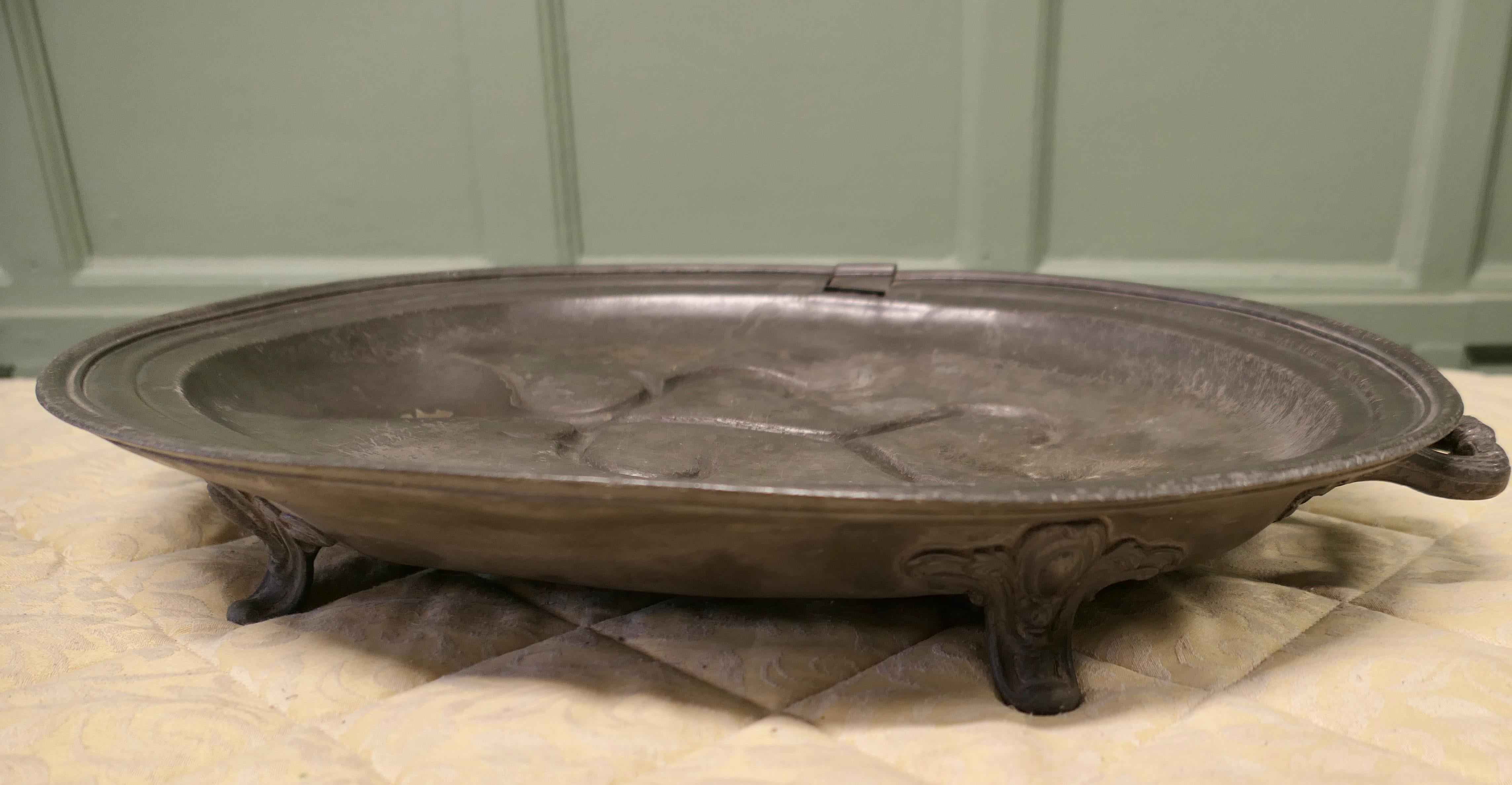 An Early Large Pewter Meat Platter by Shaw and Stewart For Sale 2