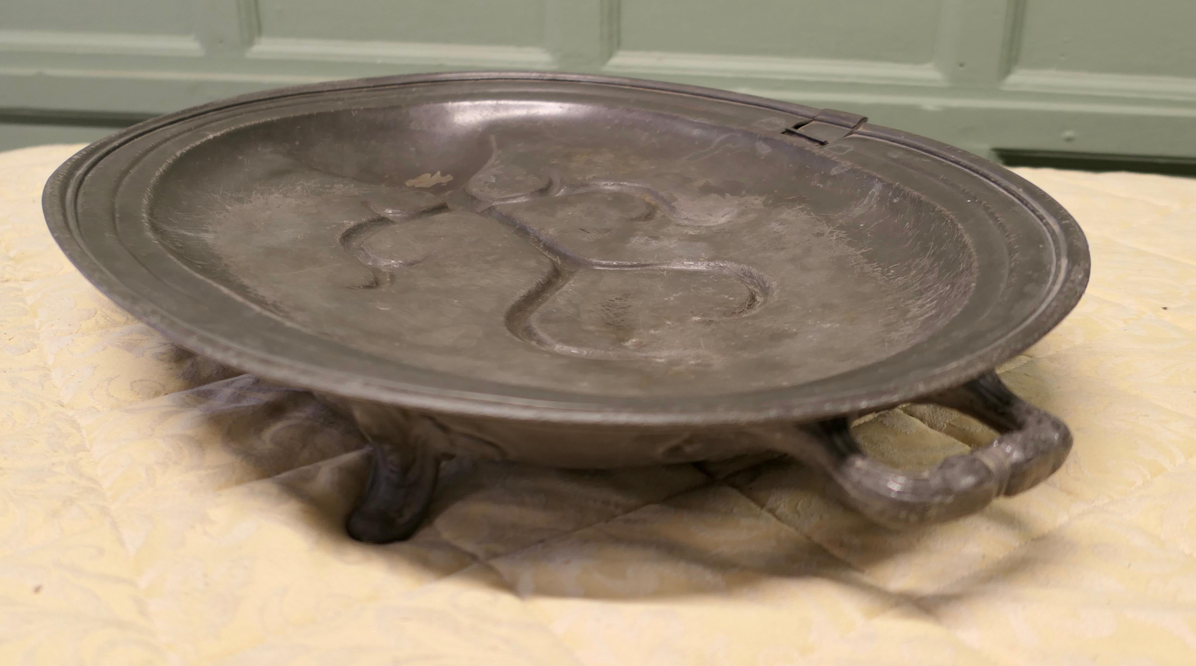 An Early Large Pewter Meat Platter by Shaw and Stewart For Sale 3
