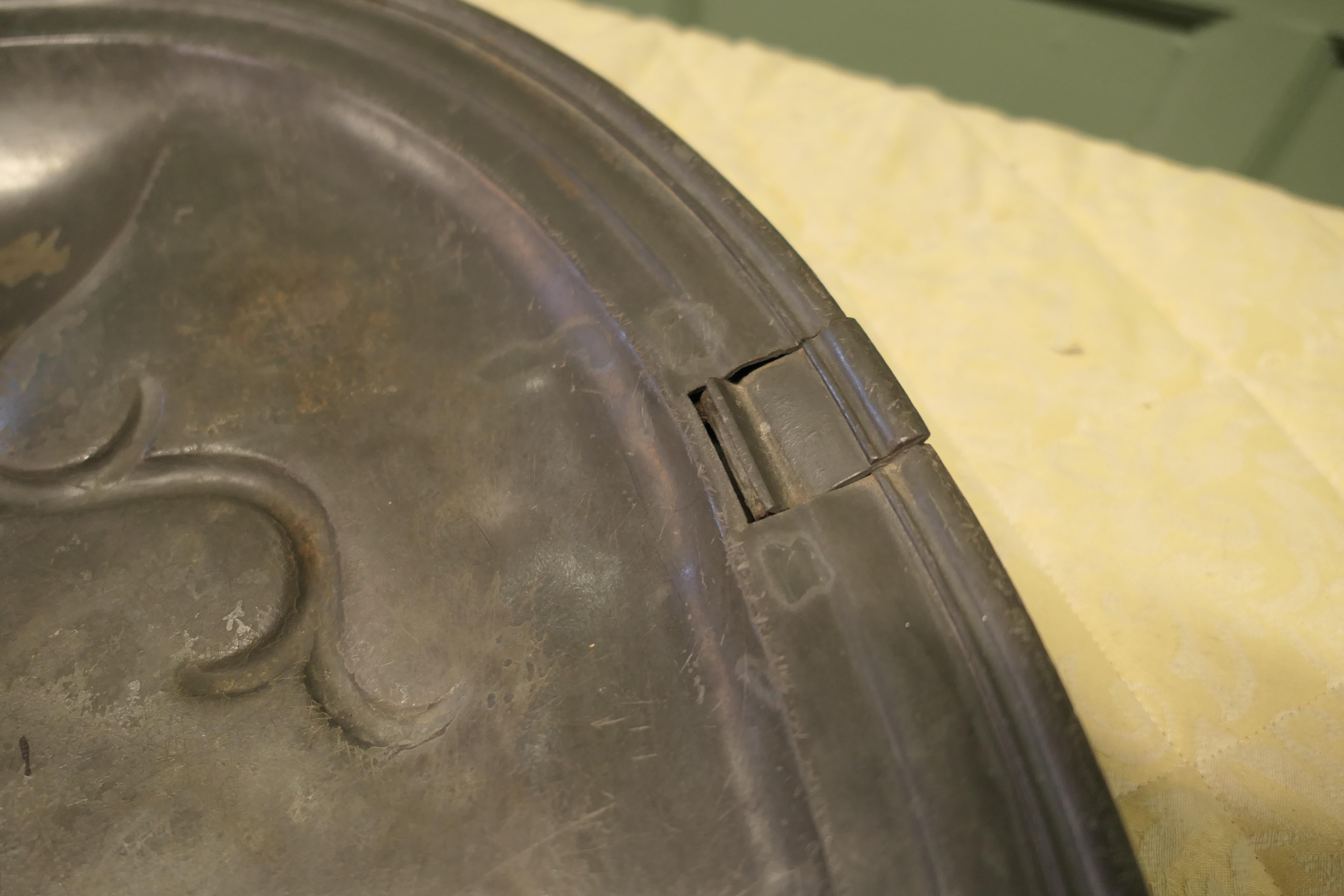 An Early Large Pewter Meat Platter by Shaw and Stewart For Sale 4