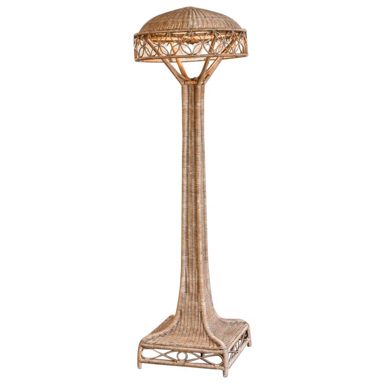 Early Large Wicker Floor Lamp For Sale at 1stDibs