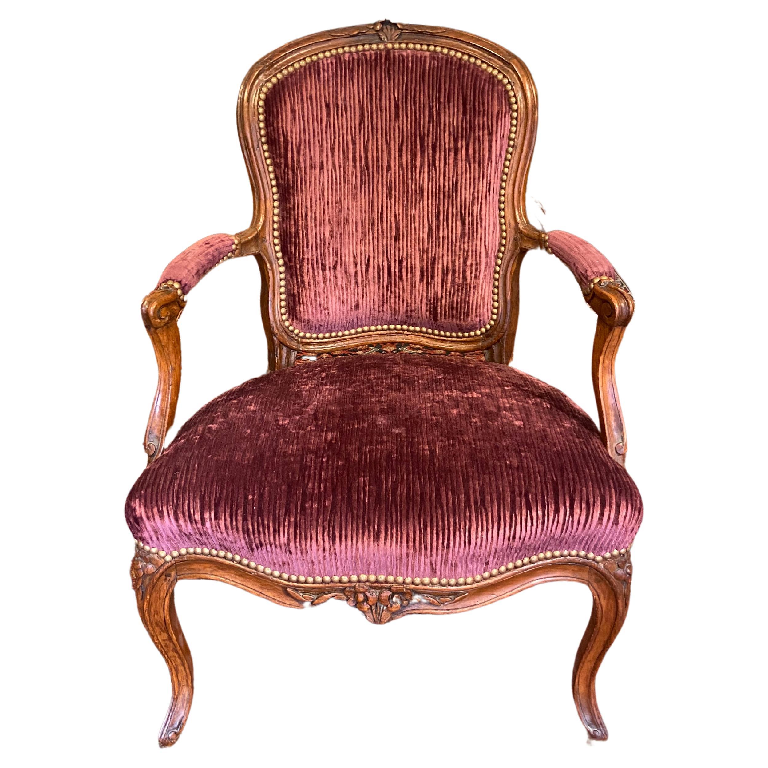 Early Louis XV Beechwood Fauteuil, 'Mid-18th Century' For Sale