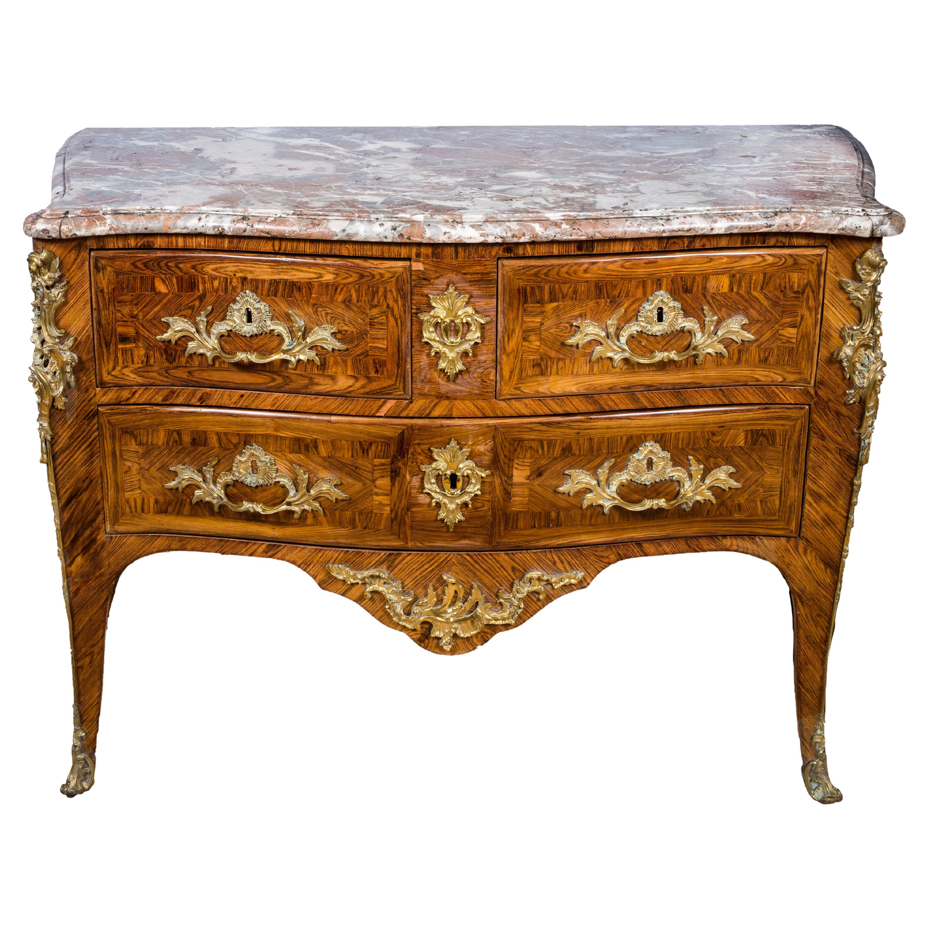 Early Louis XV Ormolu-Mounted Kingwood Commode by Nicolas Jean Marchand For Sale