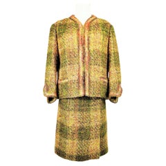 An Early Mademoiselle Chanel Couture skirt suit in Mohair plaid Circa 1955-1960