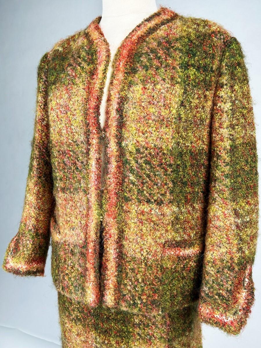 Traje de falda de Alta Costura Mademoiselle Chanel en cuadros escoceses de mohair Circa 1955-1960 en Bueno estado para la venta en Toulon, FR