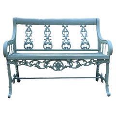 Antique Early Marked Cast Iron Bench by Robert Wood of Philadelphia