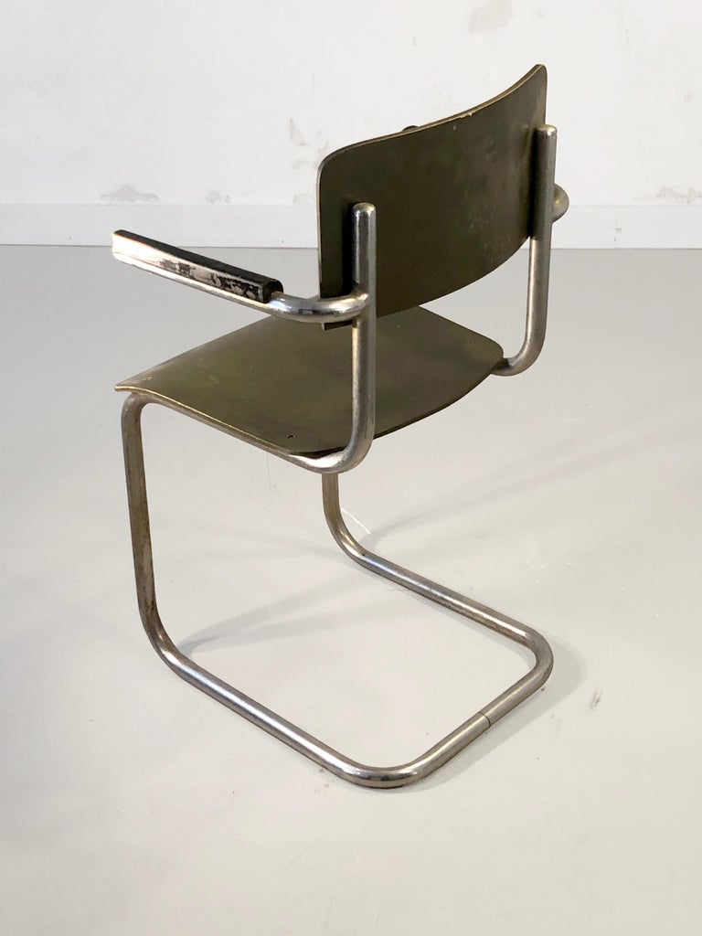Chaise Cantilever Mauser Werke – Moderniste Bauhaus – Métal Et Bois – 1930/1950