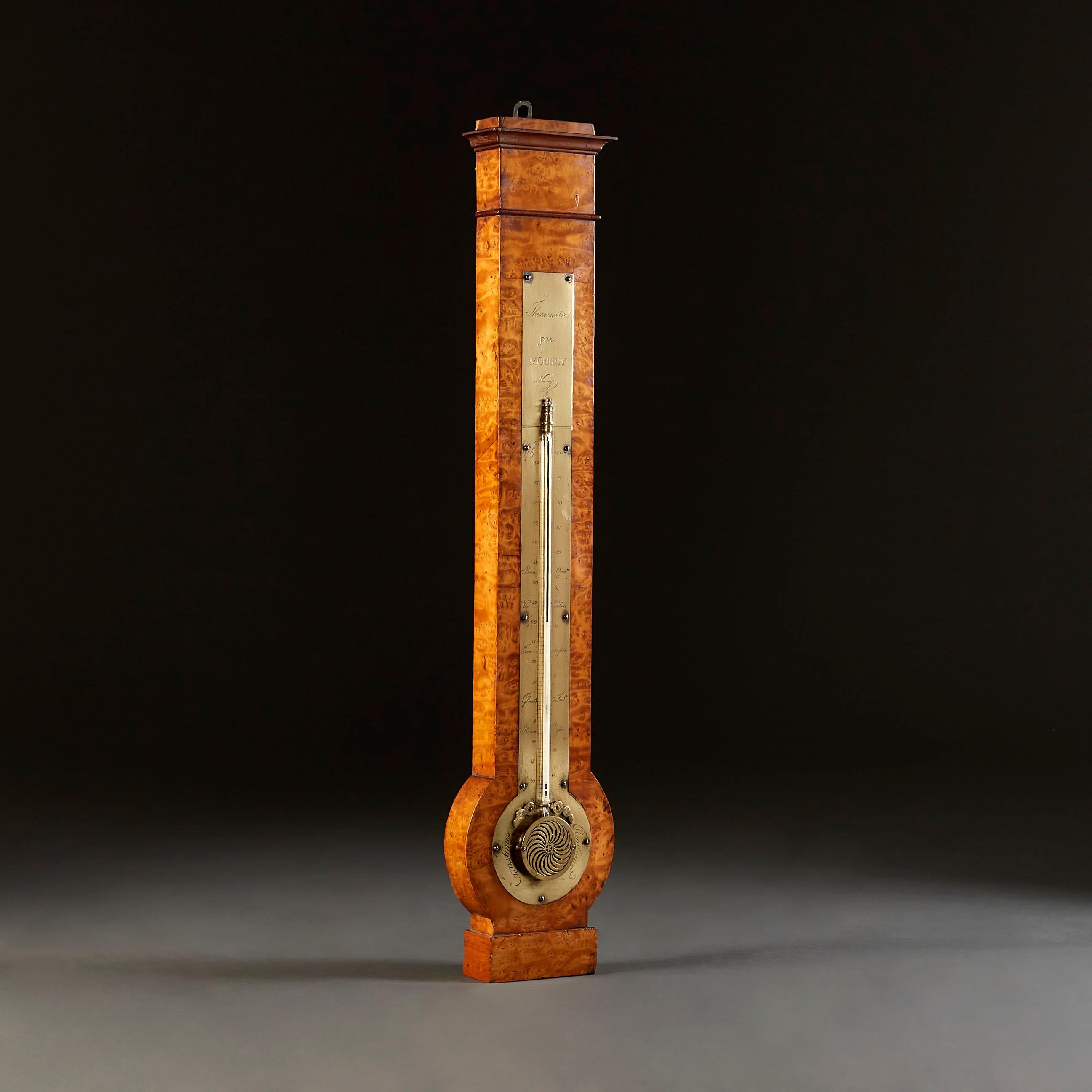 Early Nineteenth Century French Thuya Wood Thermometer In Good Condition For Sale In London, GB