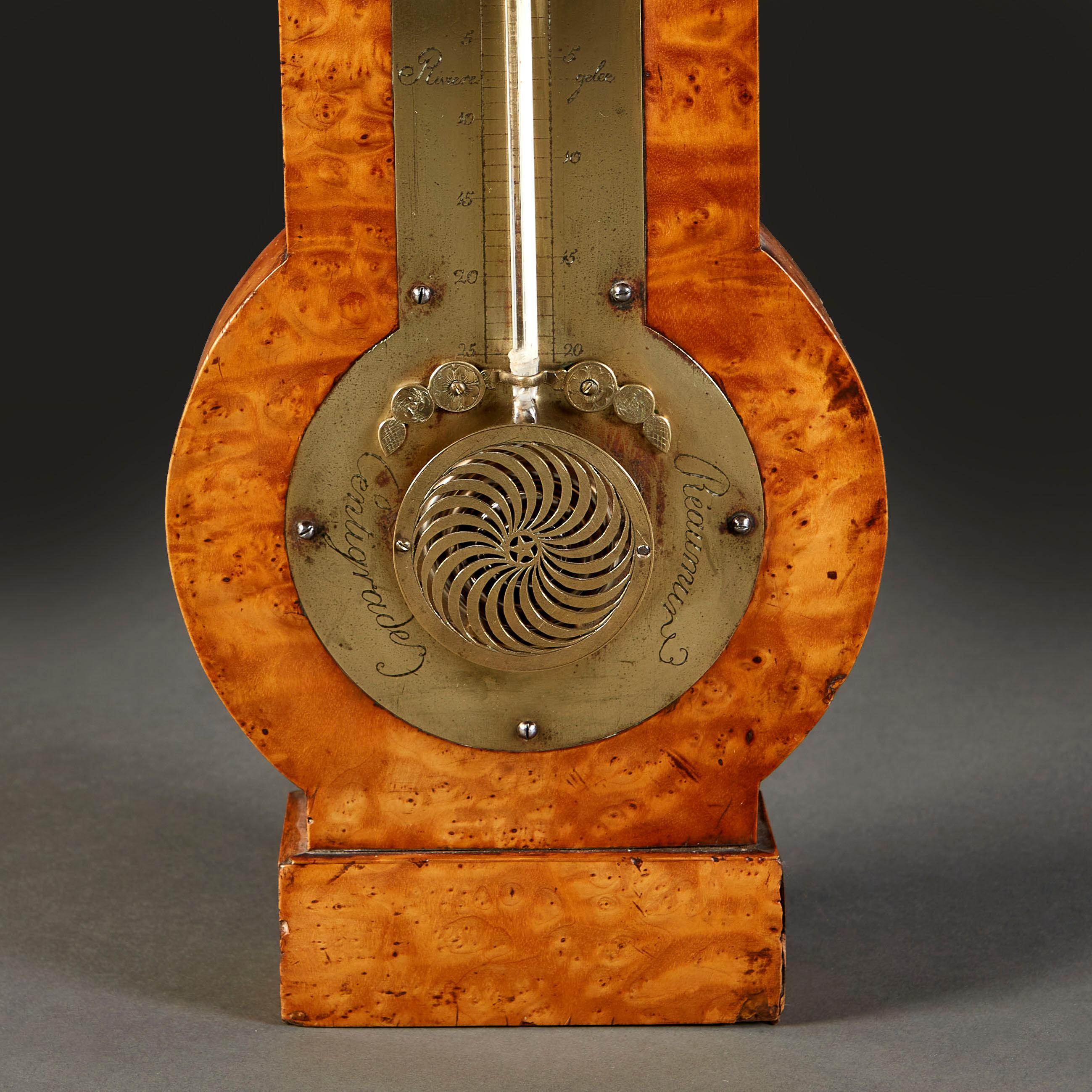 Französischer Thuya-Holz- Thermometer des frühen neunzehnten Jahrhunderts (19. Jahrhundert) im Angebot