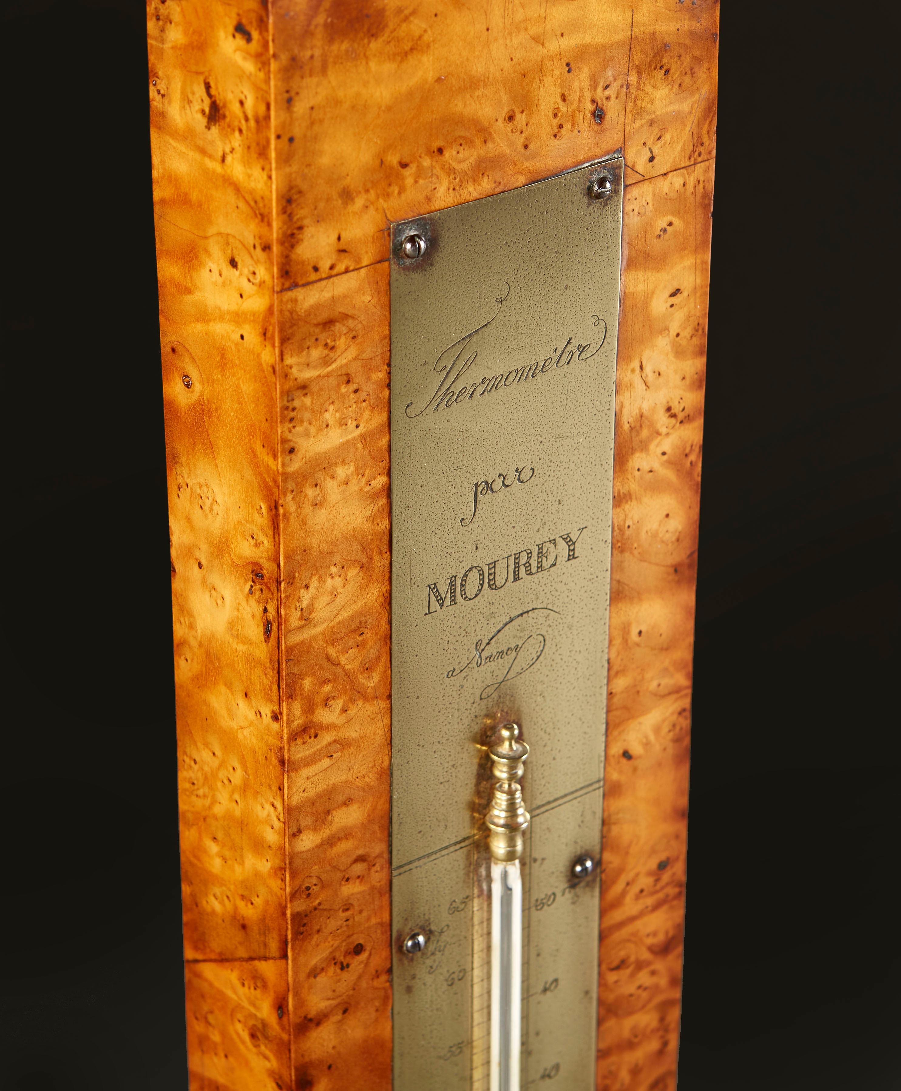 Französischer Thuya-Holz- Thermometer des frühen neunzehnten Jahrhunderts (Messing) im Angebot