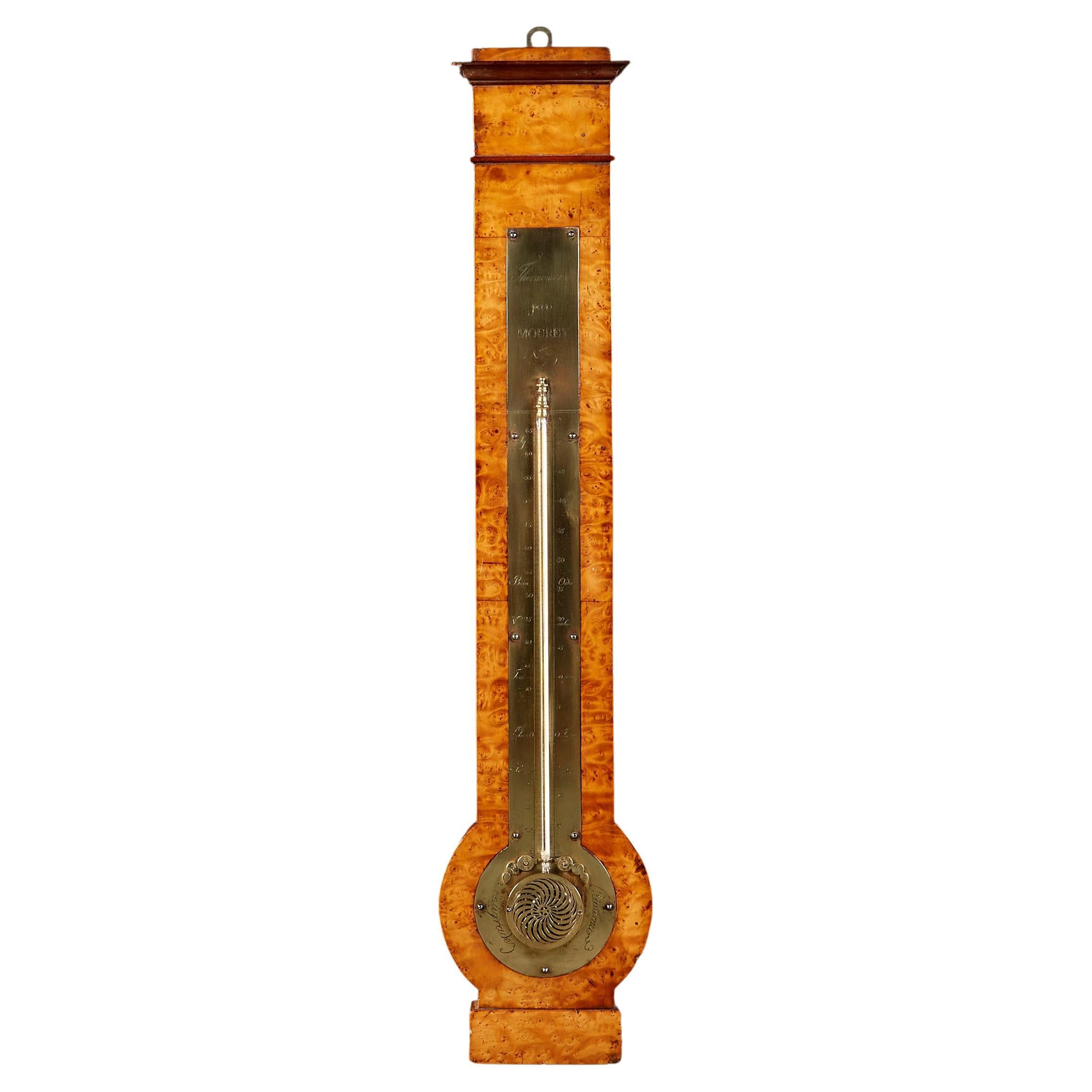 Early Nineteenth Century French Thuya Wood Thermometer For Sale