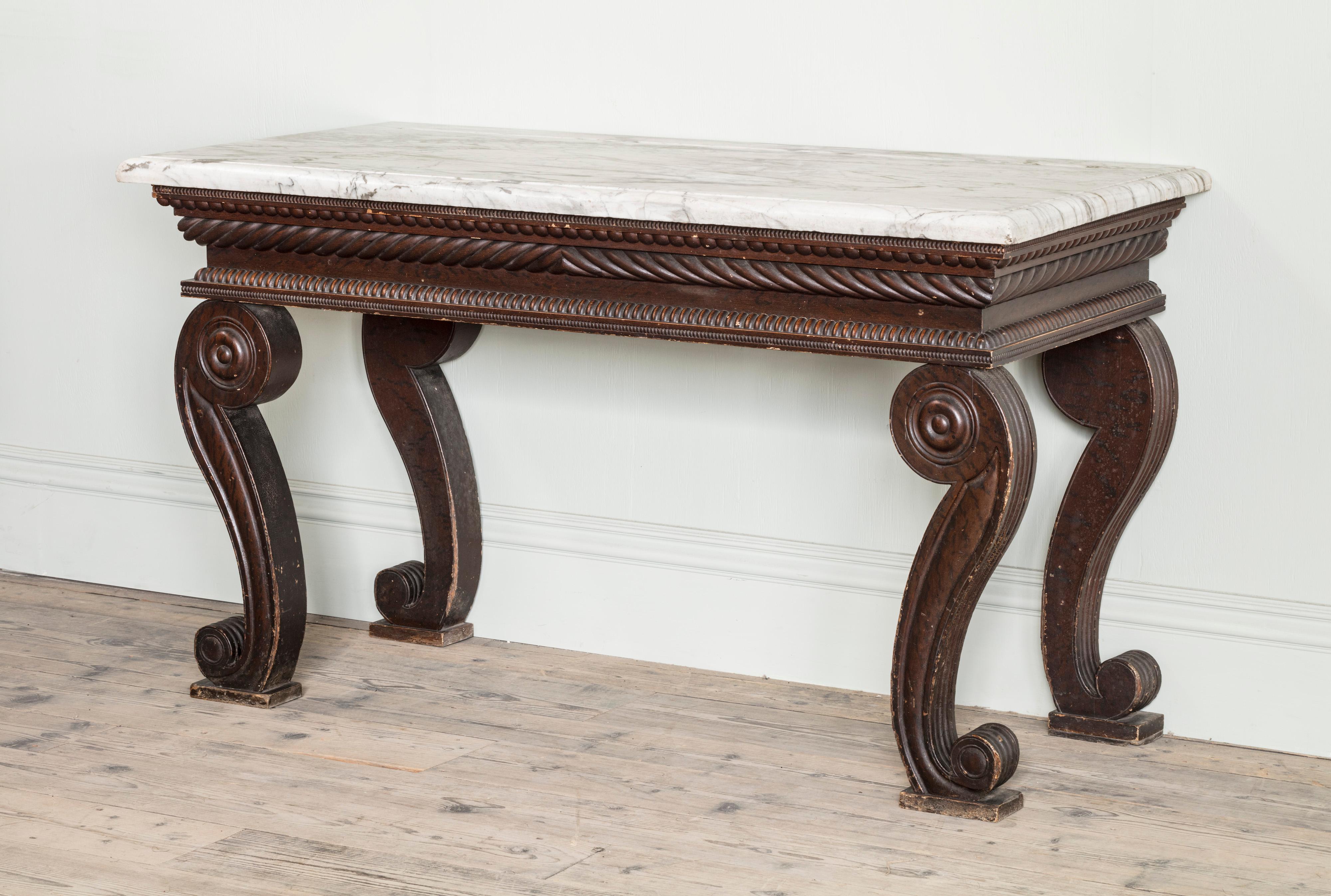 Carved An Early Nineteenth Century Painted and Grained Side Table For Sale