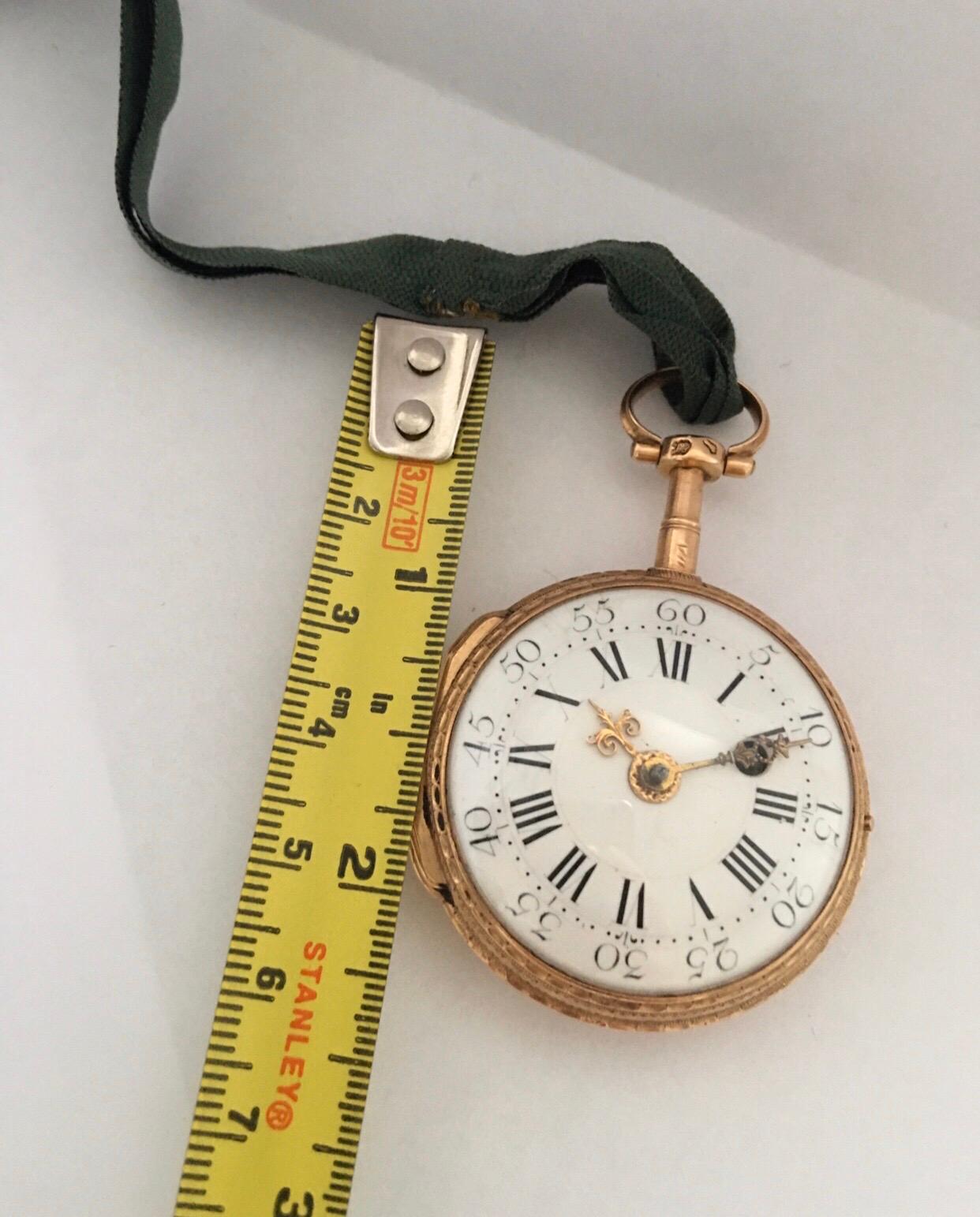 Early and Rare Verge Fusee 18 Karat Gold Pocket Watch For Sale 4