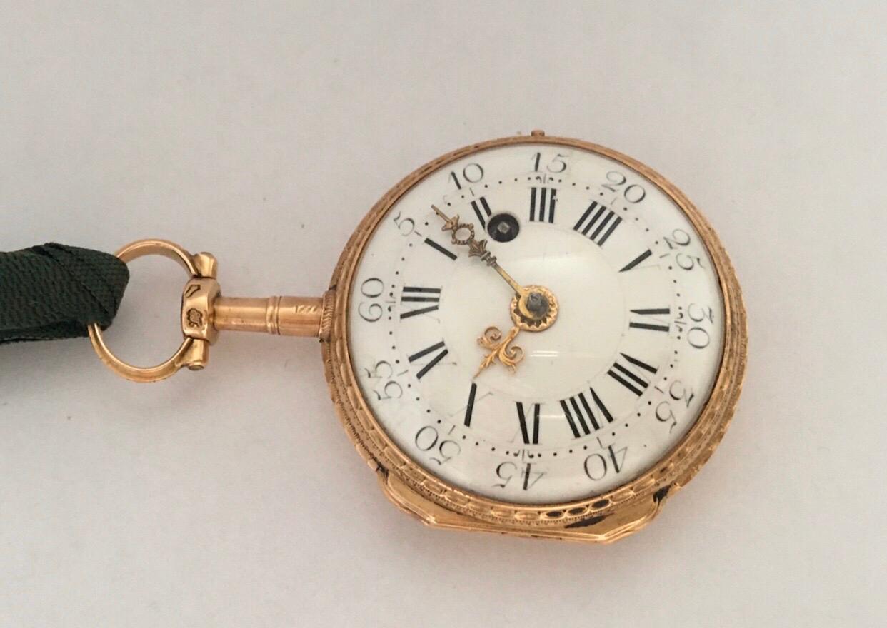 Early and Rare Verge Fusee 18 Karat Gold Pocket Watch For Sale 5