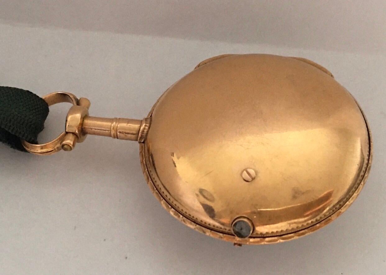 Early and Rare Verge Fusee 18 Karat Gold Pocket Watch For Sale 6