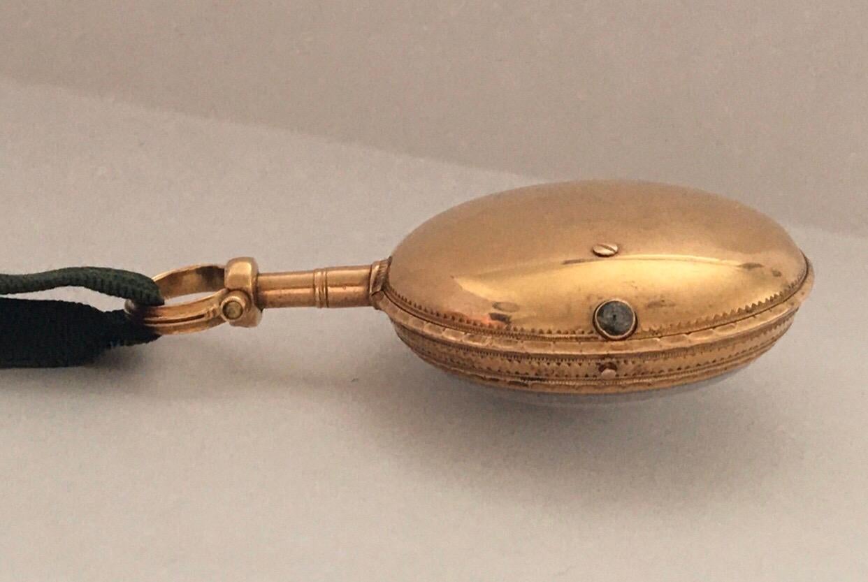 Early and Rare Verge Fusee 18 Karat Gold Pocket Watch For Sale 8