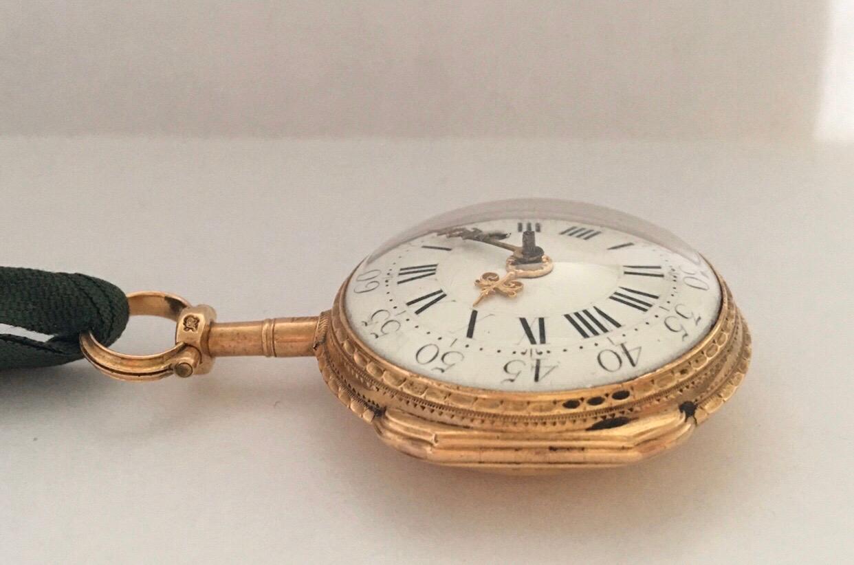 Early and Rare Verge Fusee 18 Karat Gold Pocket Watch For Sale 9