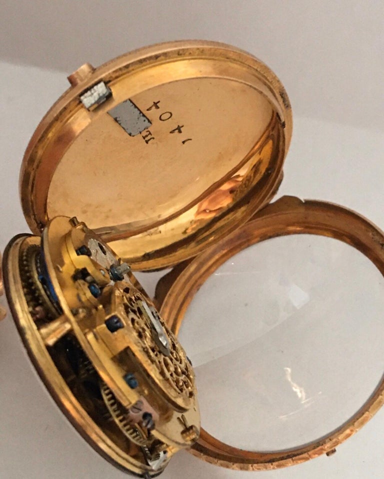 Early and Rare Verge Fusee 18 Karat Gold Pocket Watch For Sale at