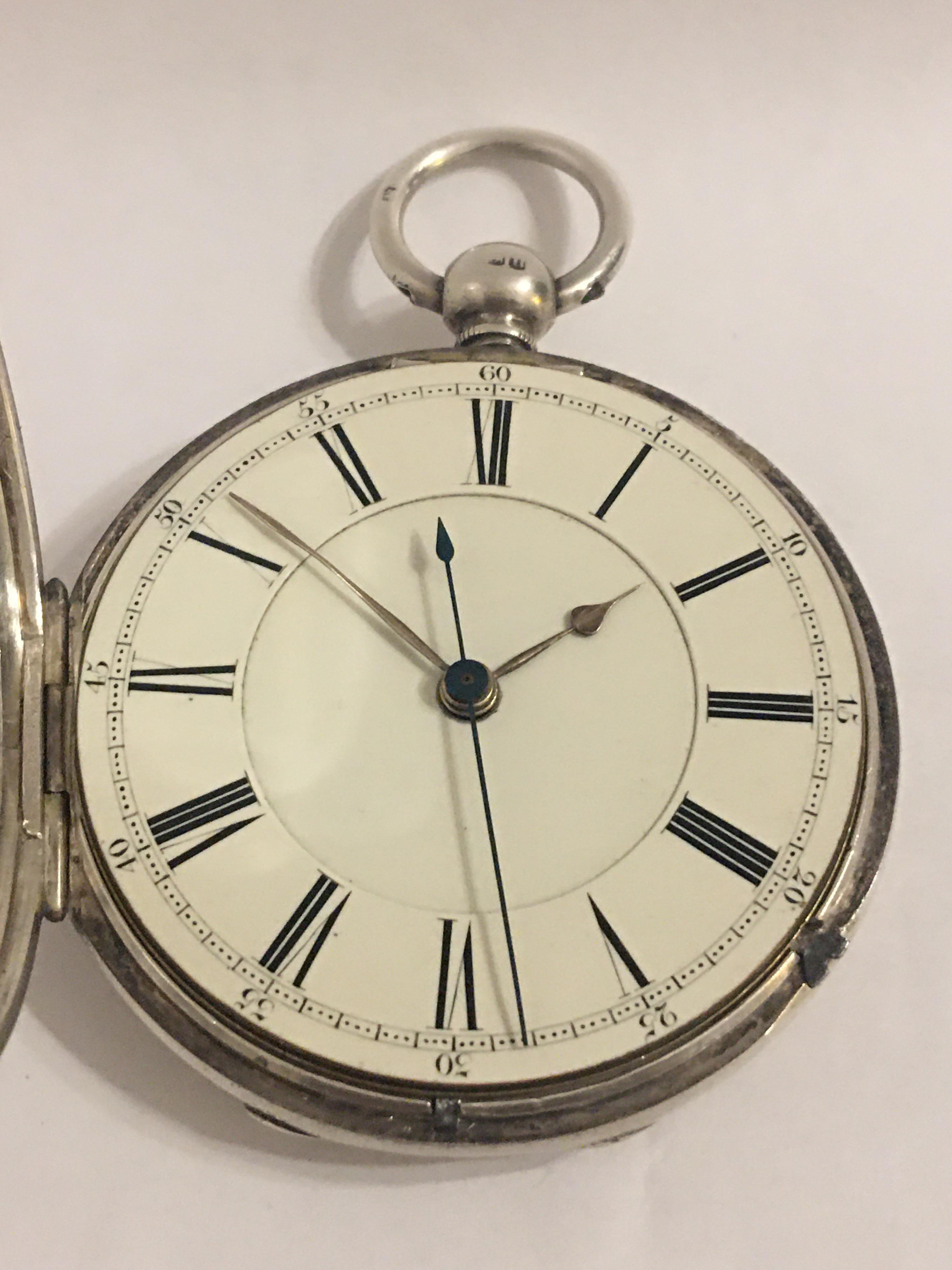Early Silver Pocket Watch with Swift Second For Sale 4