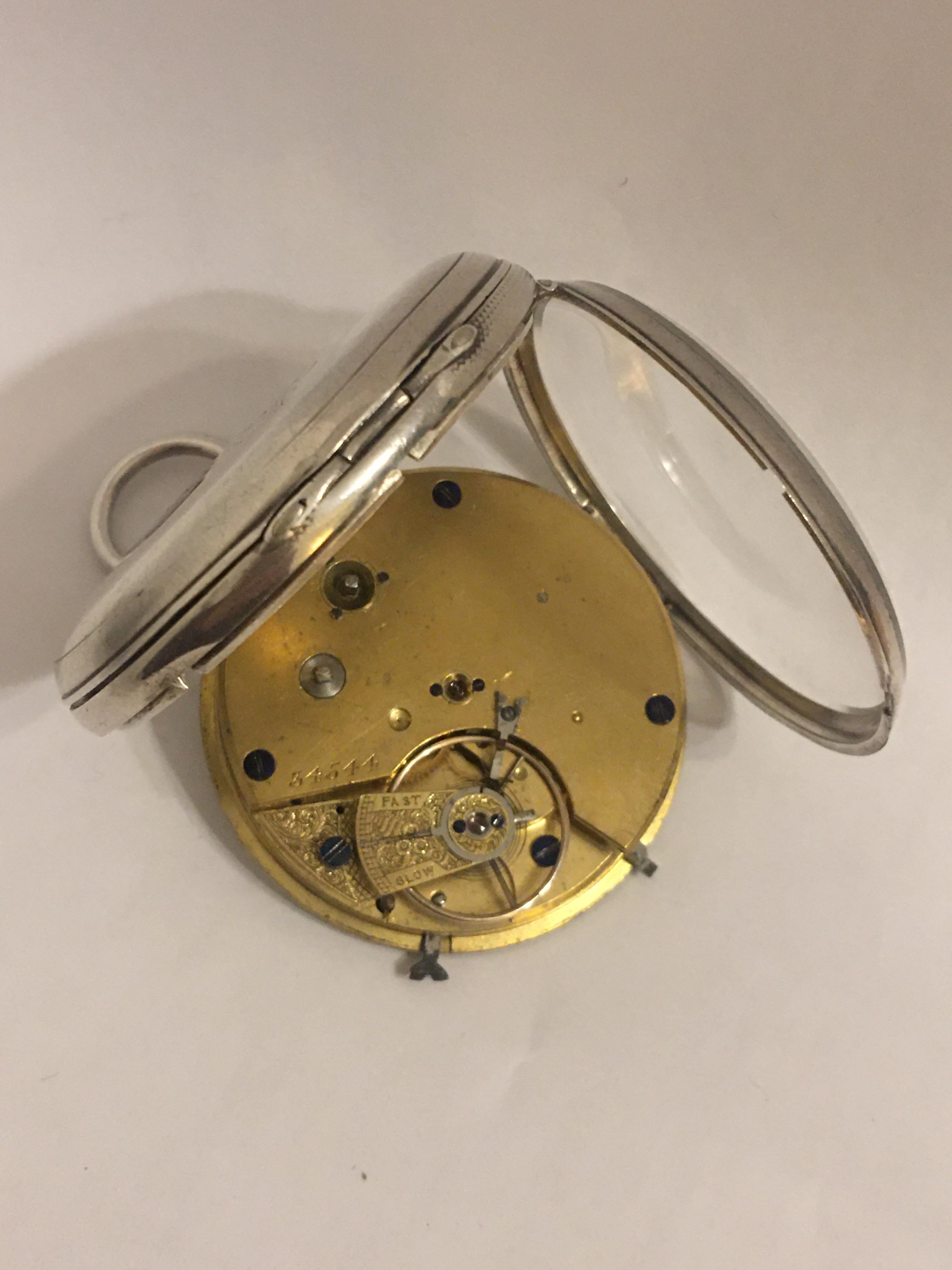 Early Silver Pocket Watch with Swift Second For Sale 5