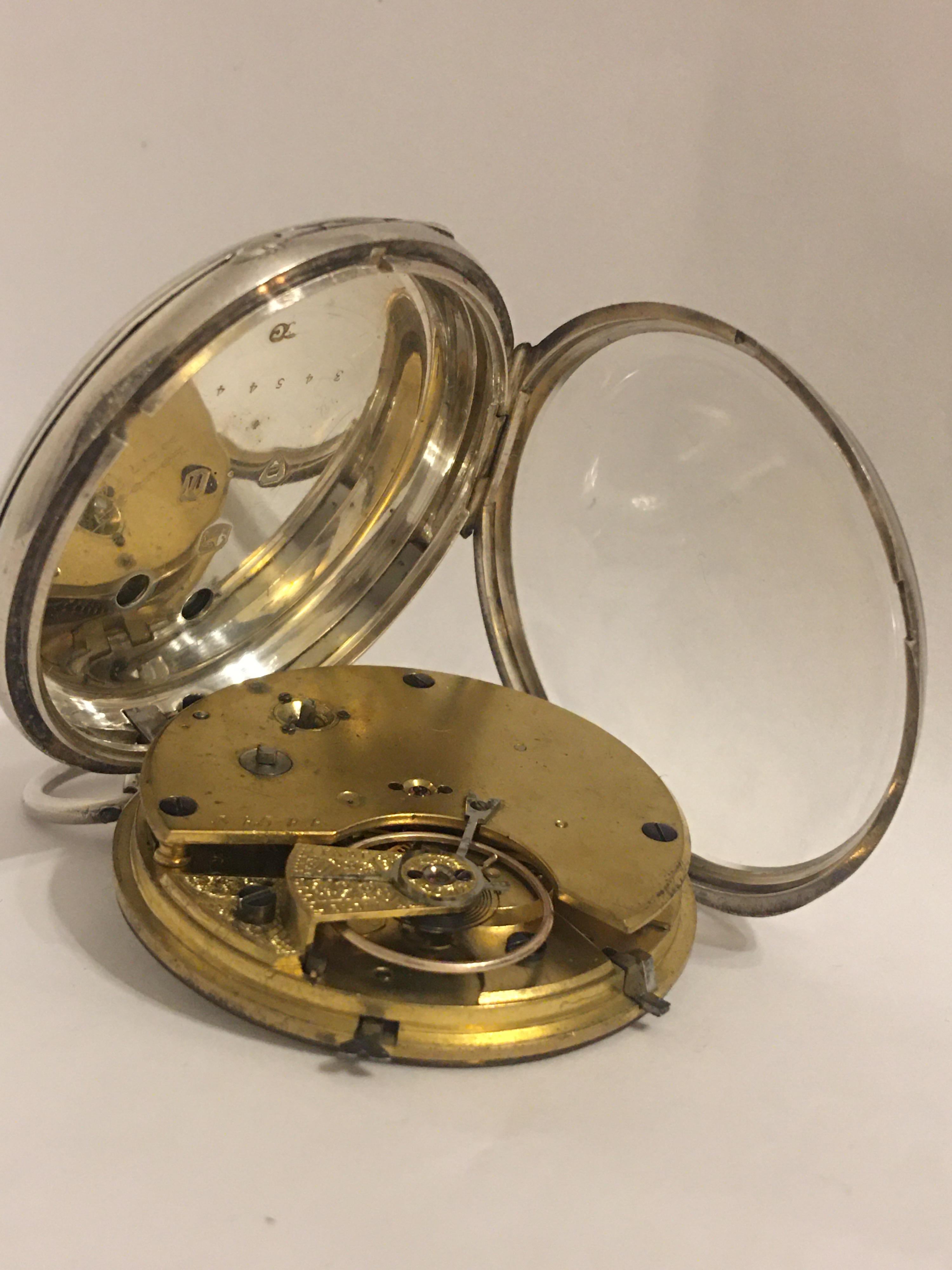 Early Silver Pocket Watch with Swift Second For Sale 6