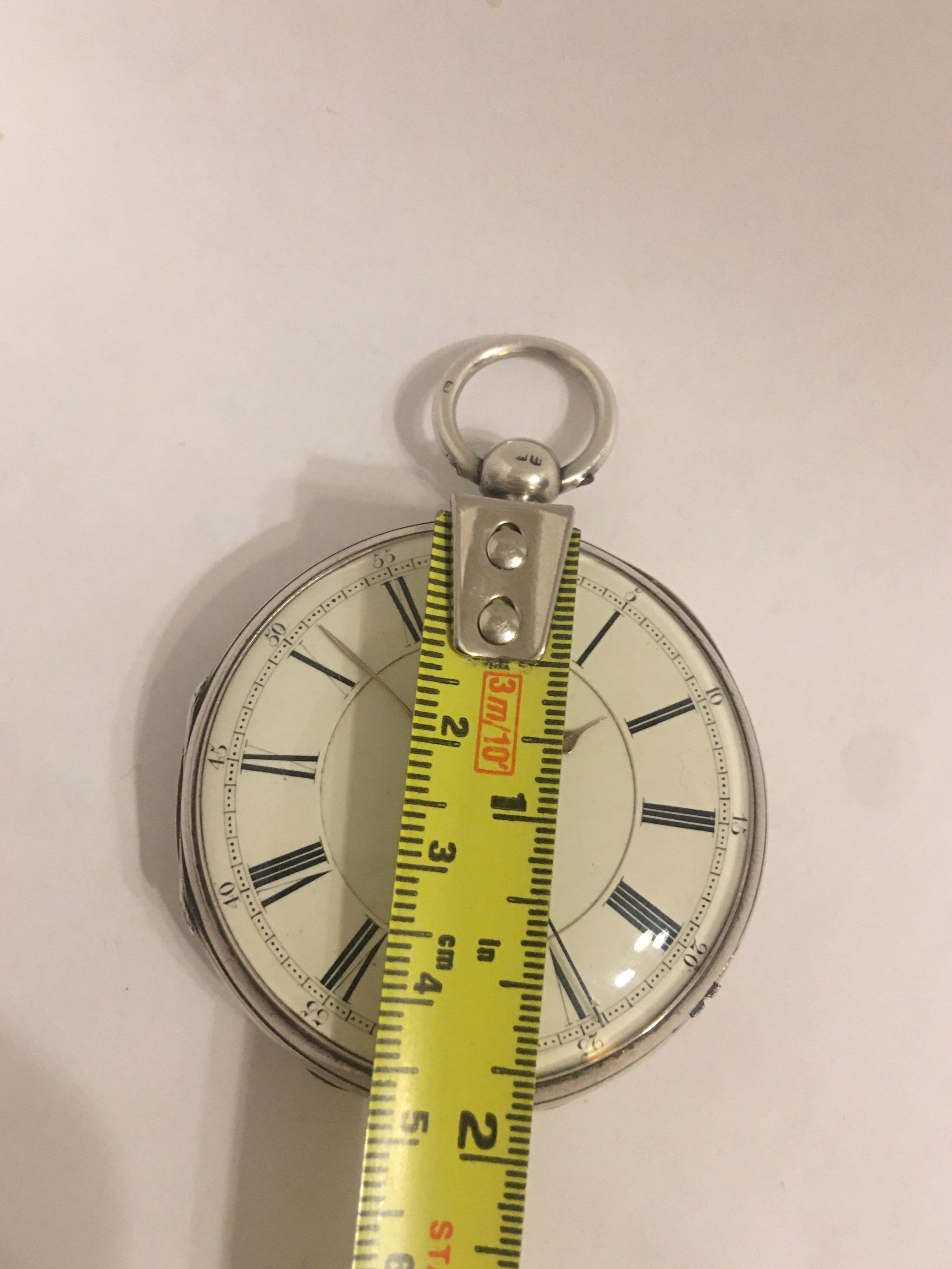 Early Silver Pocket Watch with Swift Second For Sale 8