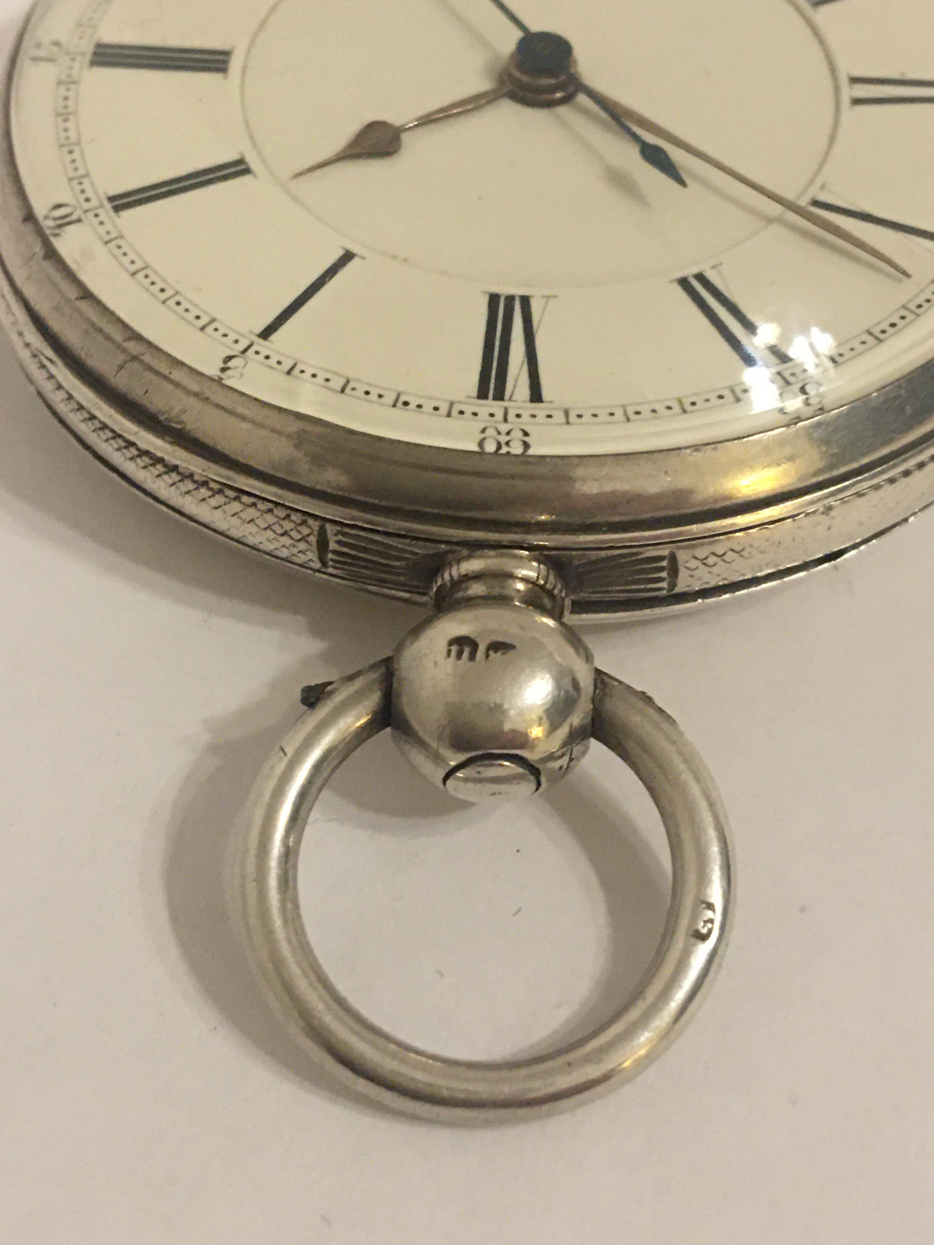Early Silver Pocket Watch with Swift Second For Sale 10