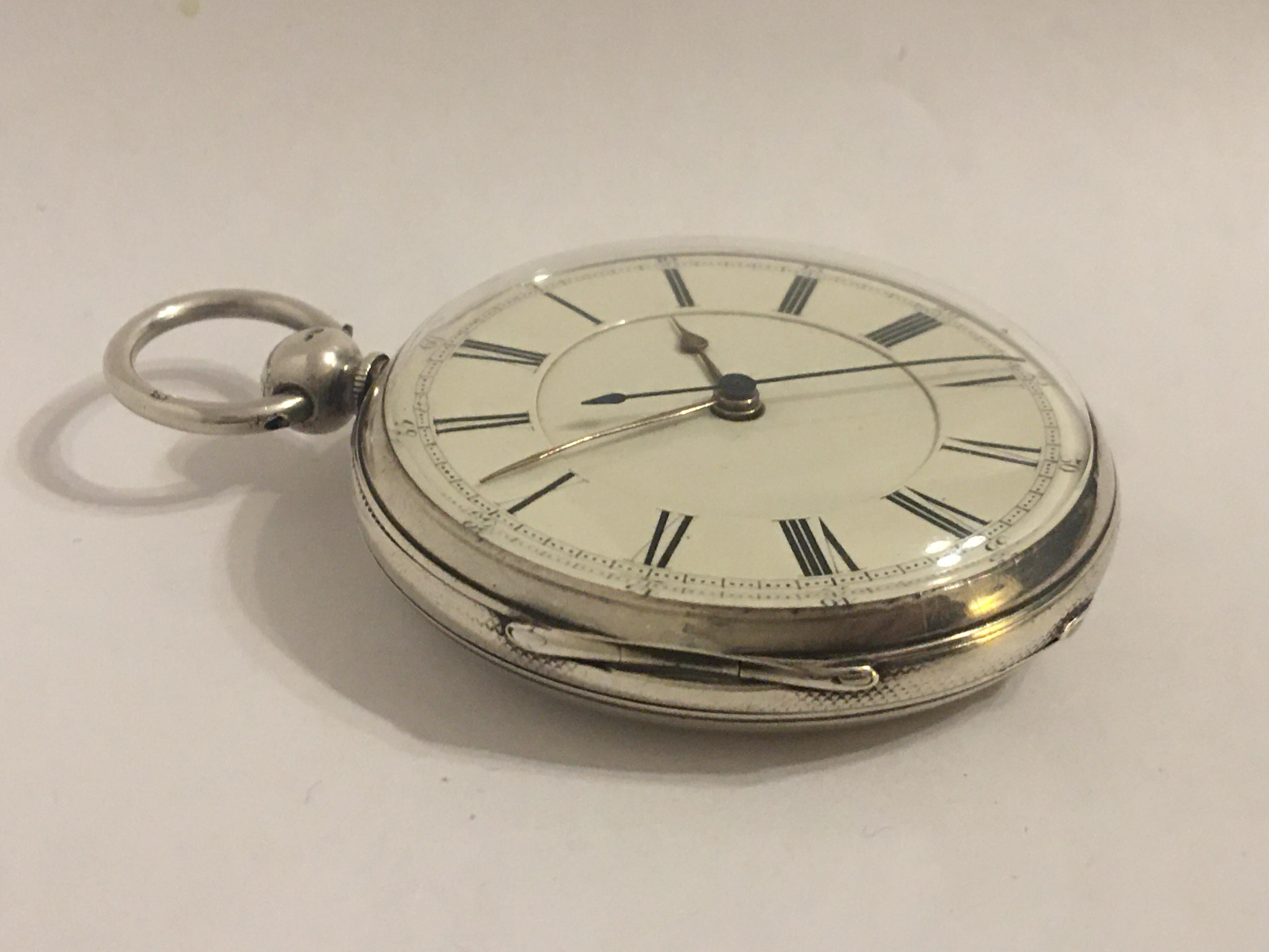Early Silver Pocket Watch with Swift Second For Sale 11