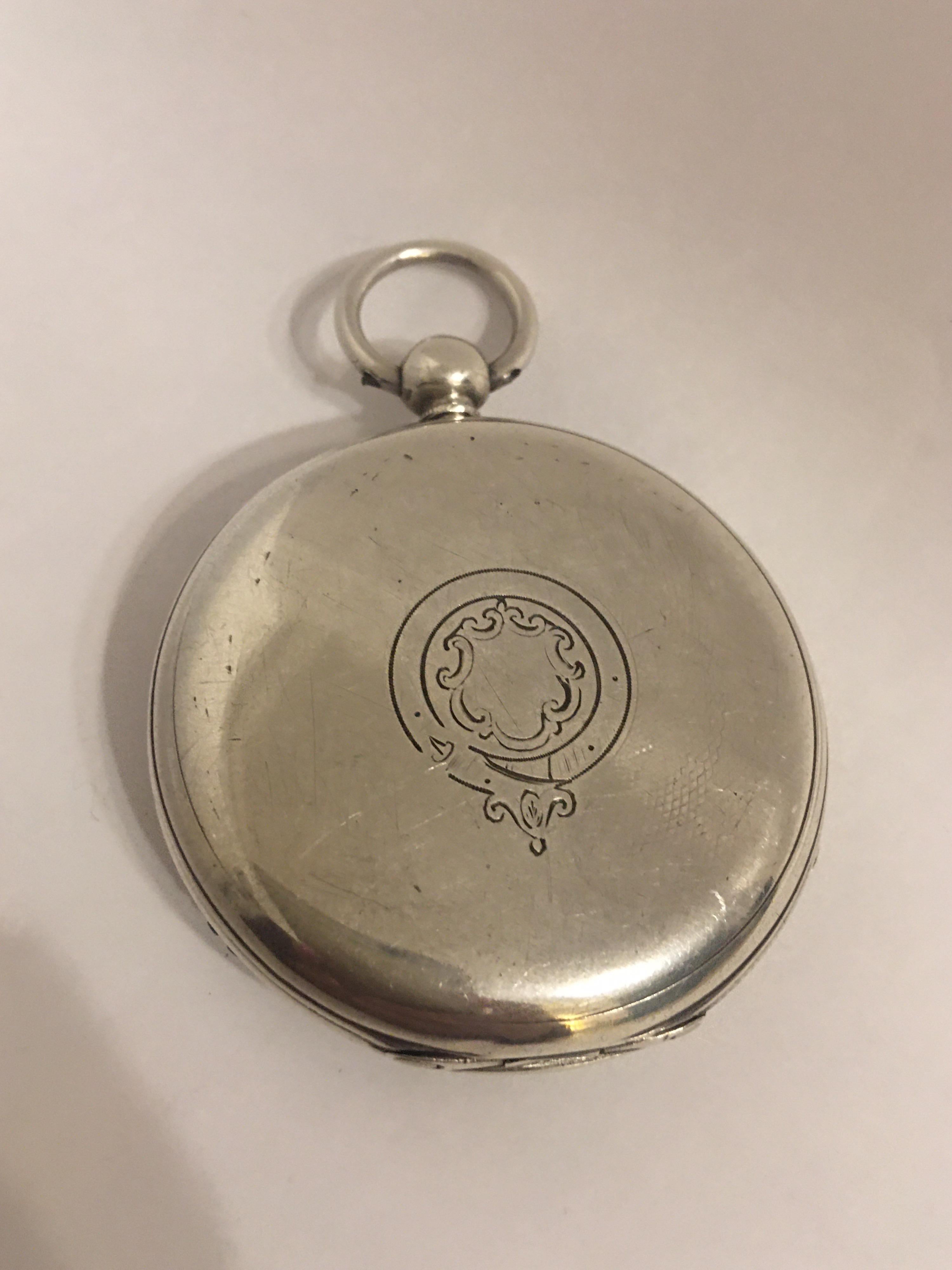 Early Silver Pocket Watch with Swift Second For Sale 12