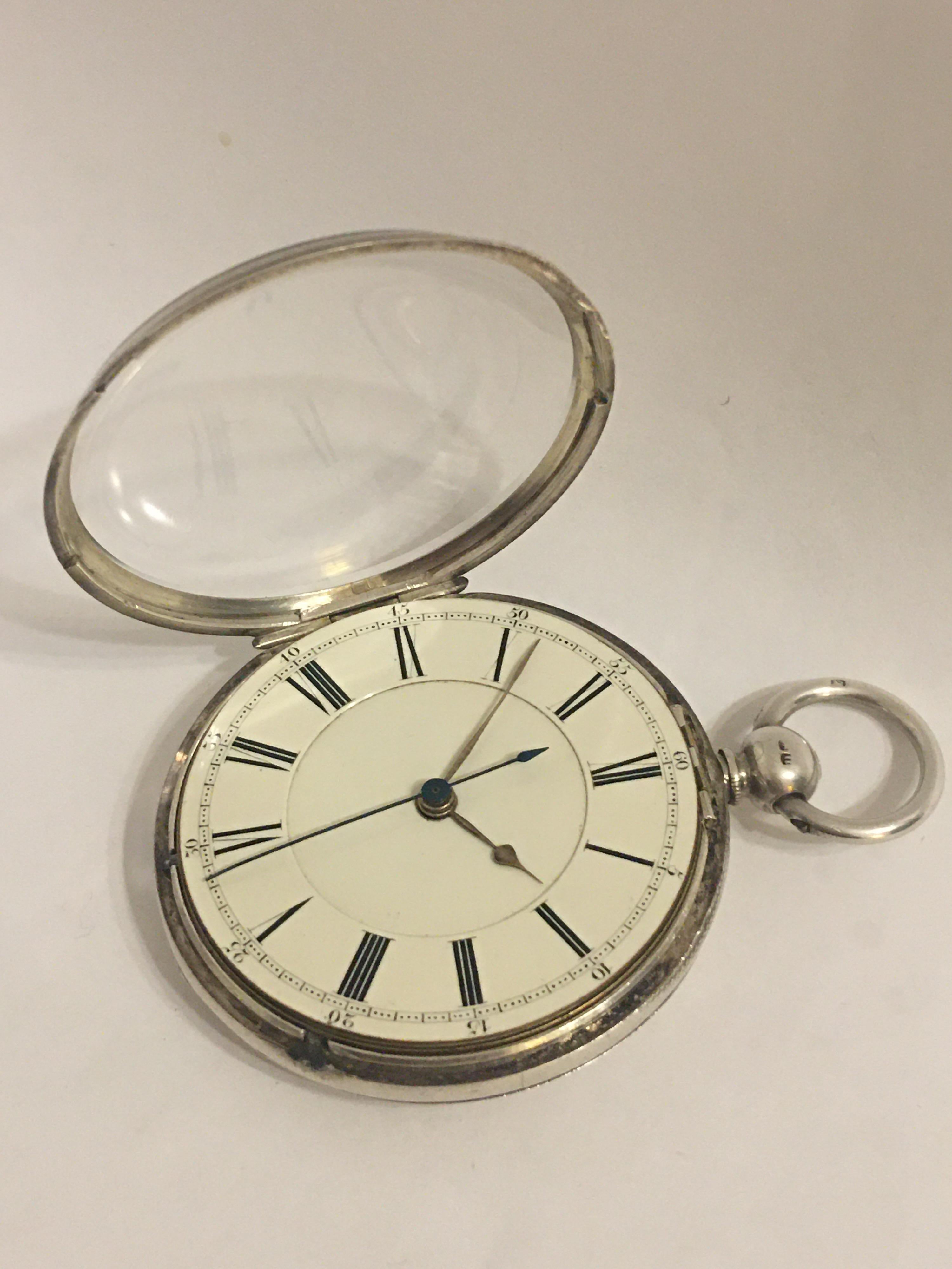 Early Silver Pocket Watch with Swift Second For Sale 3