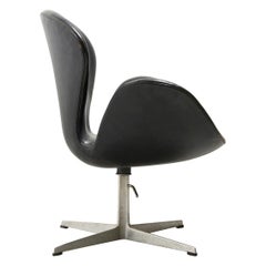 Early Swan Chair in Black Leather, Arne Jacobsen