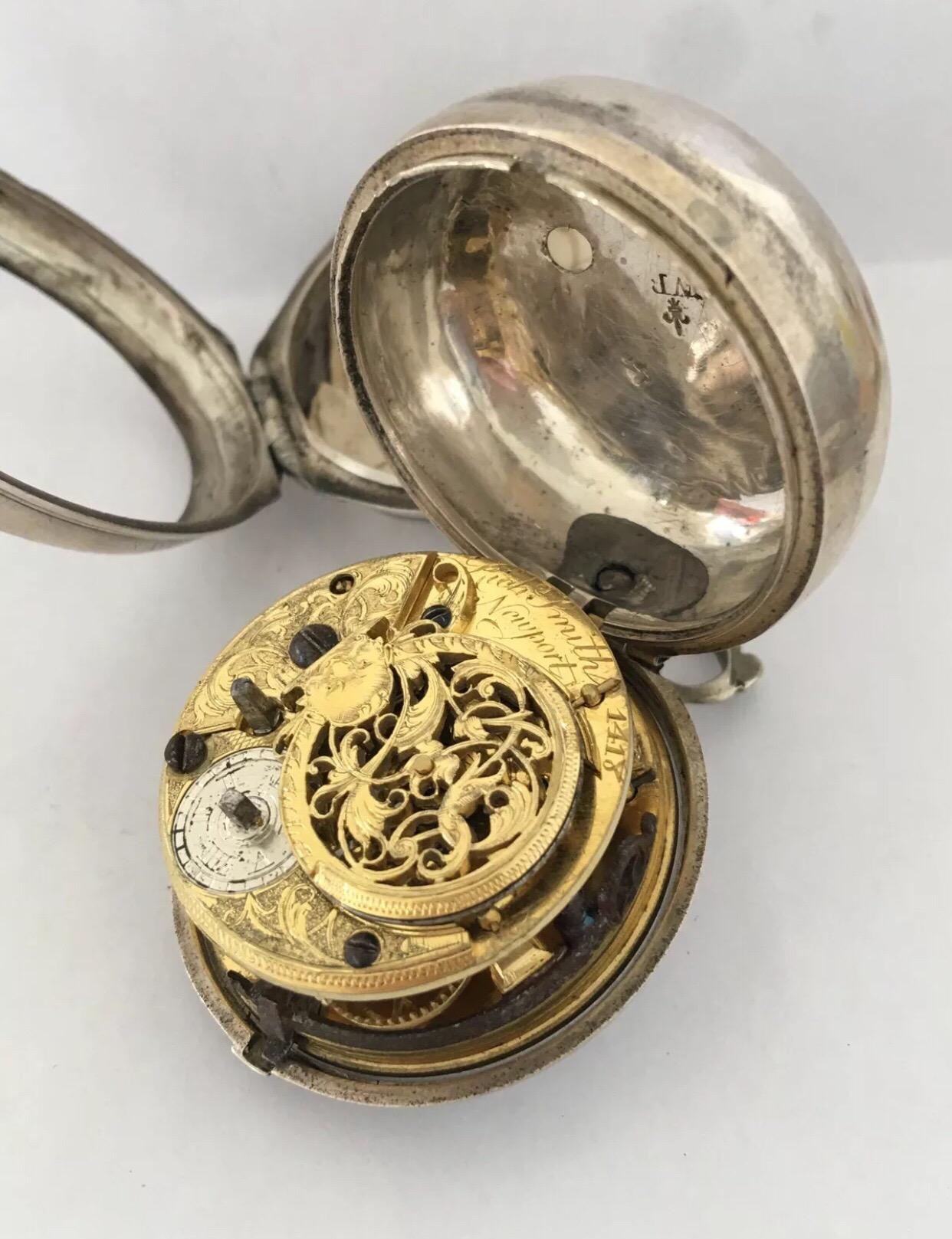Women's or Men's Early Verge English Fusee Pocket Watch Signed Richard Smith, Newport, circa 1730