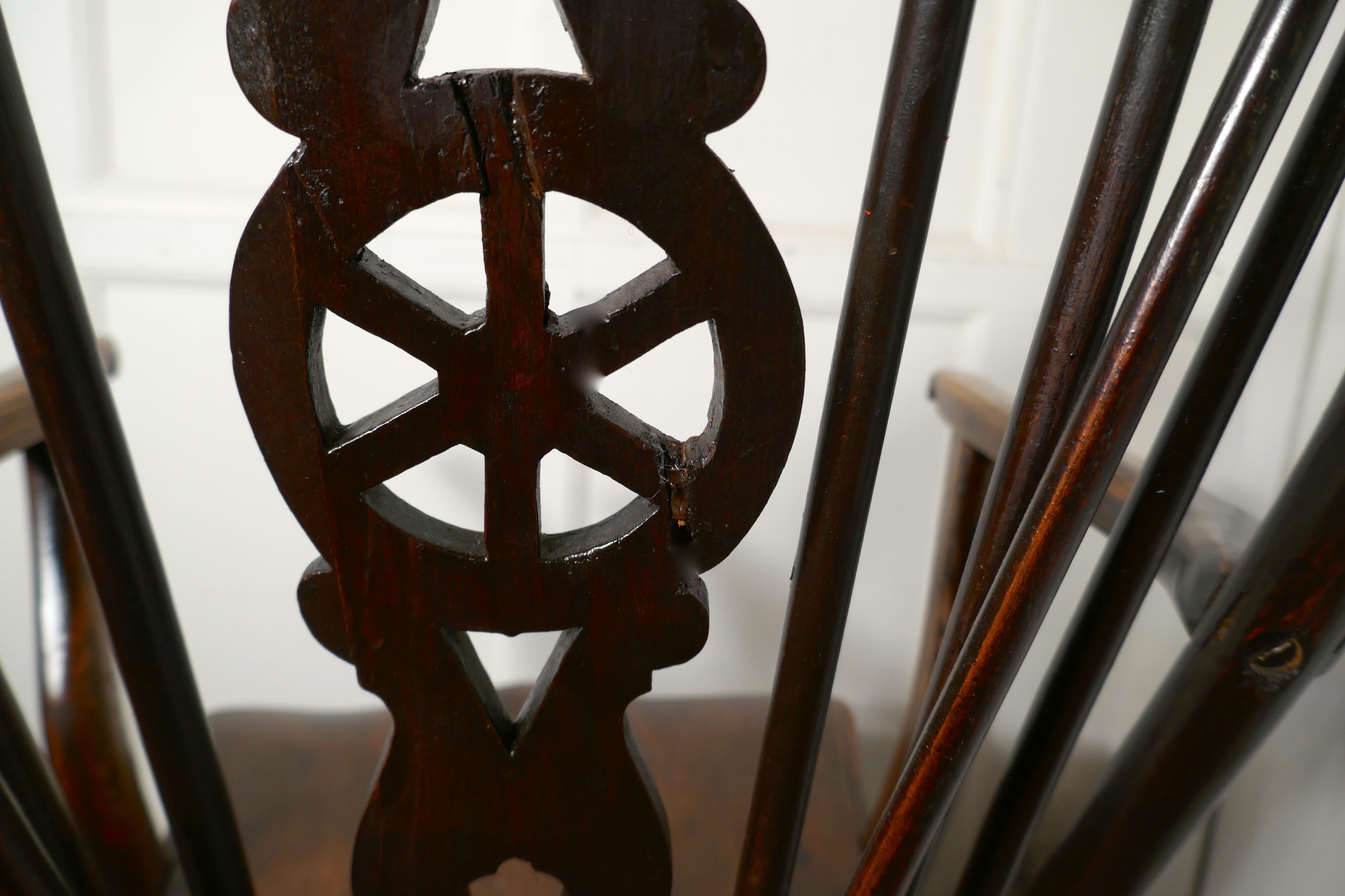 Early Victorian Beech and Elm Wheel Back Carver Chair 2