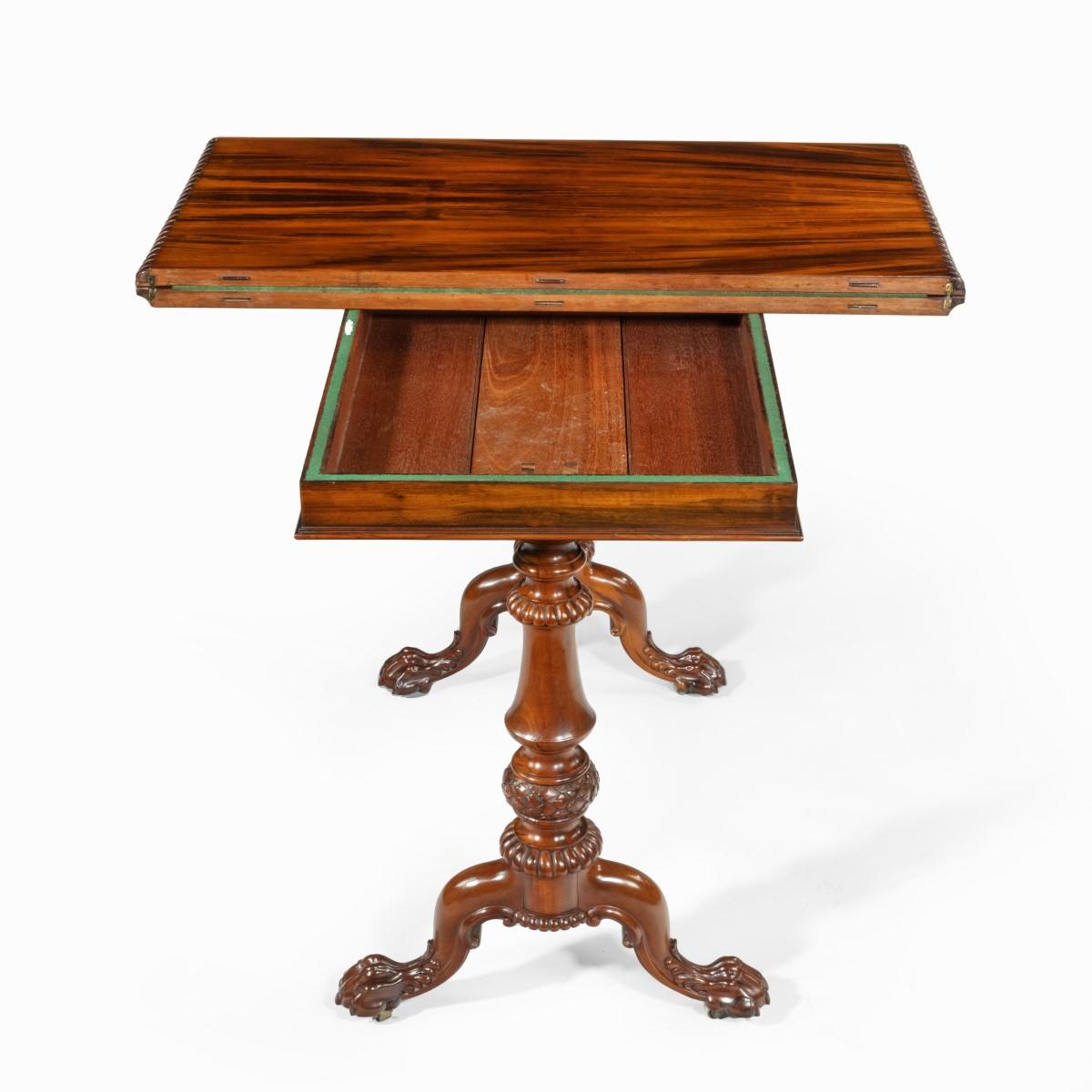 English Early Victorian Goncalo Alves Card Table Attributed to Gillows For Sale